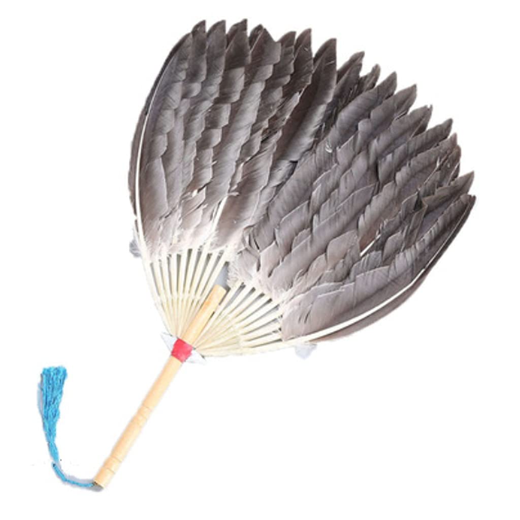Premium Folding Hand Fan Set - 2 Pack Traditional Square Dance Fans with Feather Design, Adult Performance Props for Dancing, Cosplay, and Stage Shows | Elegant Zhuge Liang & Kong Ming Fan Style
