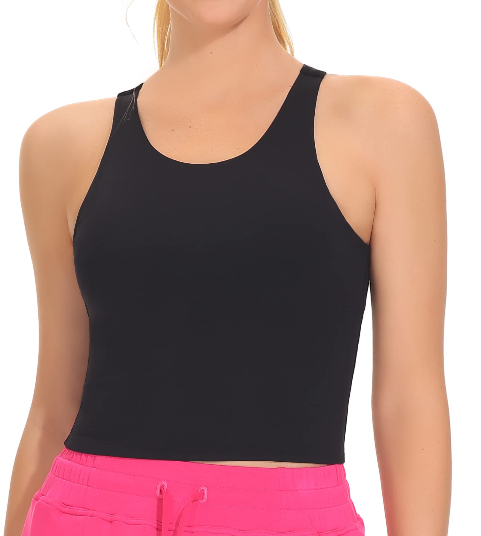 THE GYM PEOPLE Women's High Neck Racerback Sports Bra - Longline Removable Padded Workout Top for Yoga, Running & Gym | Moisture-Wicking & Supportive Activewear