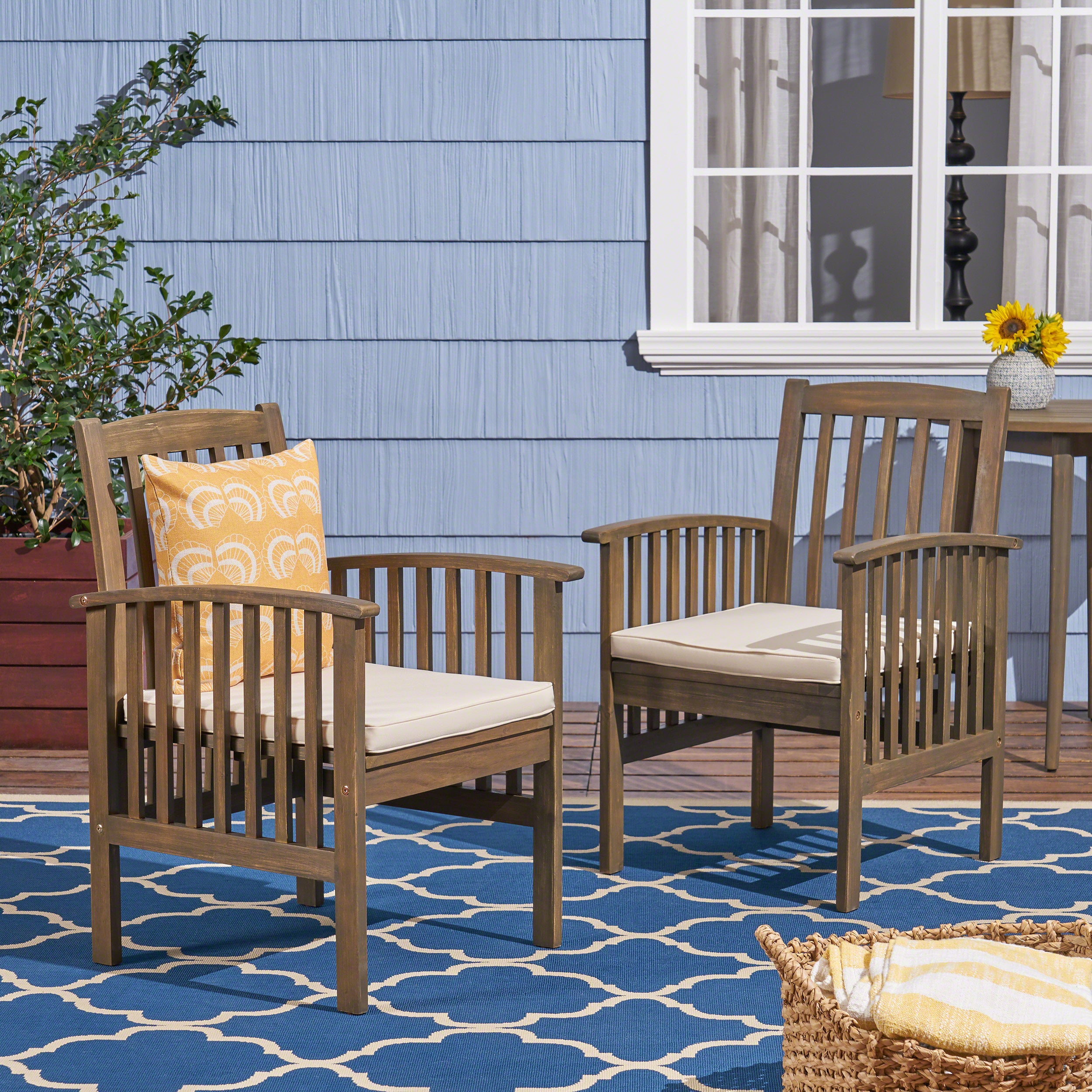 CASA ACACIA Dining Chairs Set of 2 with Cushions - Modern Wooden Kitchen Chairs for Dining Room, Breakfast Nook, and Restaurant Use