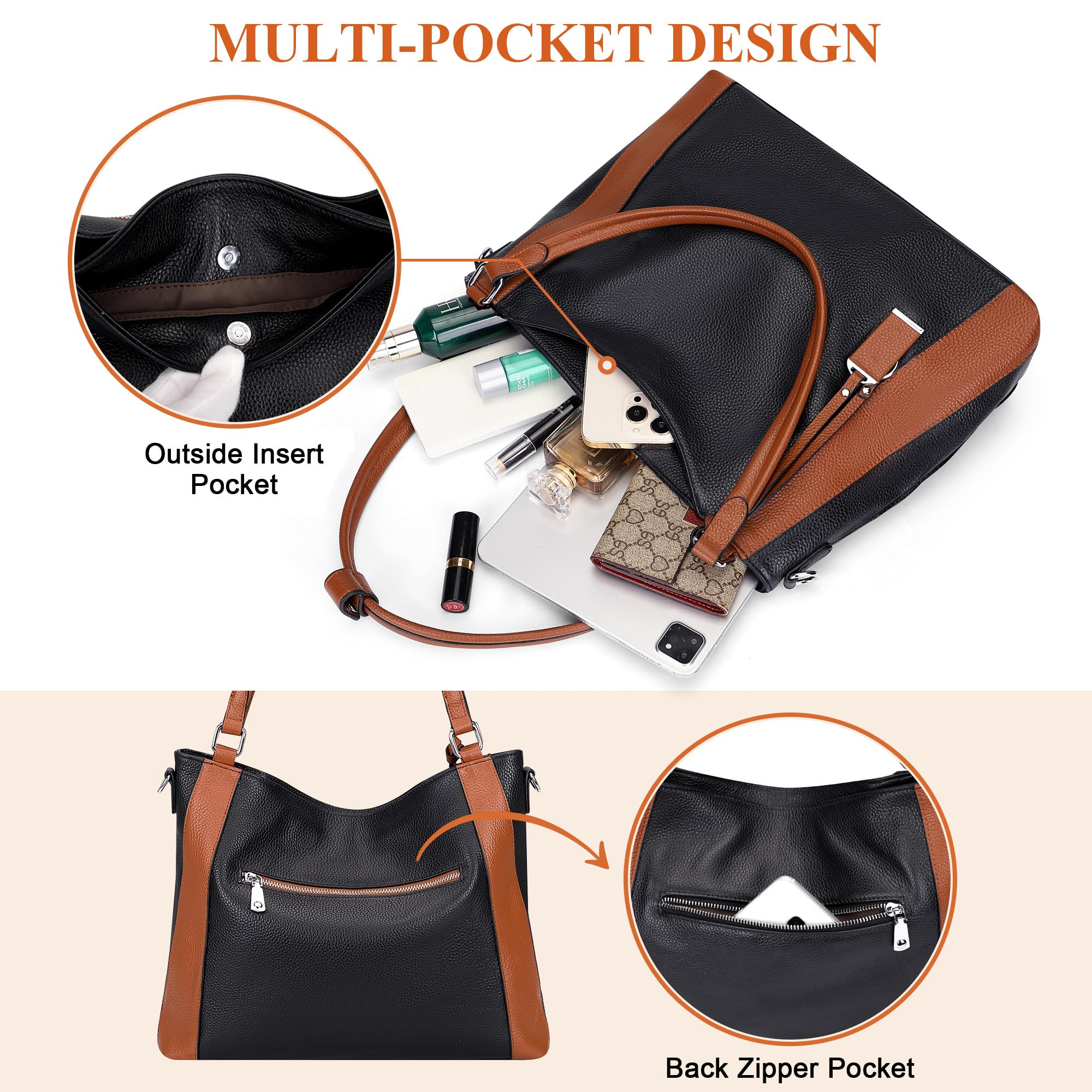 Premium Soft Leather Handbags for Women - Stylish Shoulder Hobo Bag & Large Tote Crossbody Purse - Perfect for Work, Travel & Everyday Use