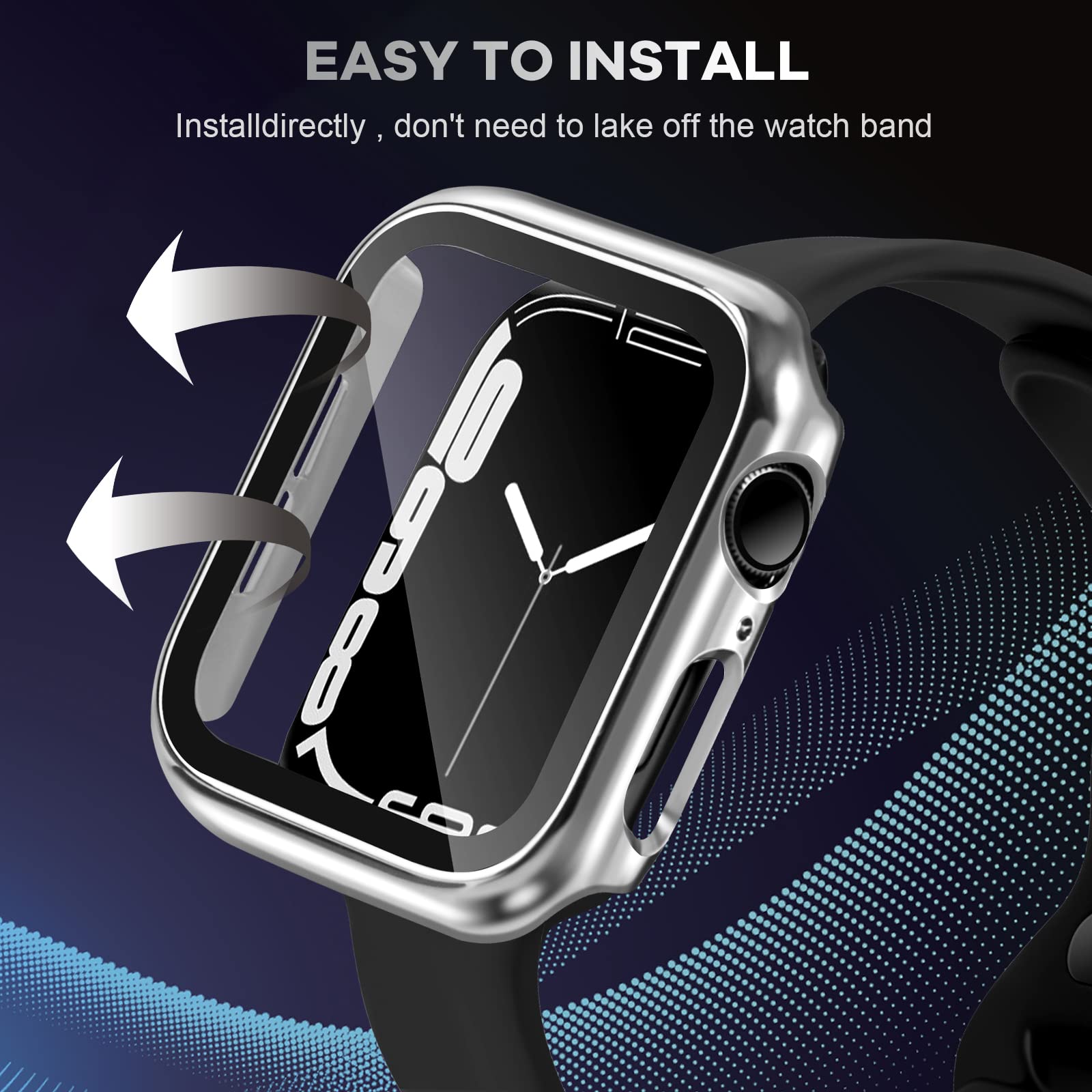 ORIbox Hard PC Case with Tempered Glass Screen Protector for Apple Watch Series 6/5/4/SE - Ultra-Thin HD Bumper Protective Cover, Silver - Perfect for Workout, Outdoor Activities & Daily Use