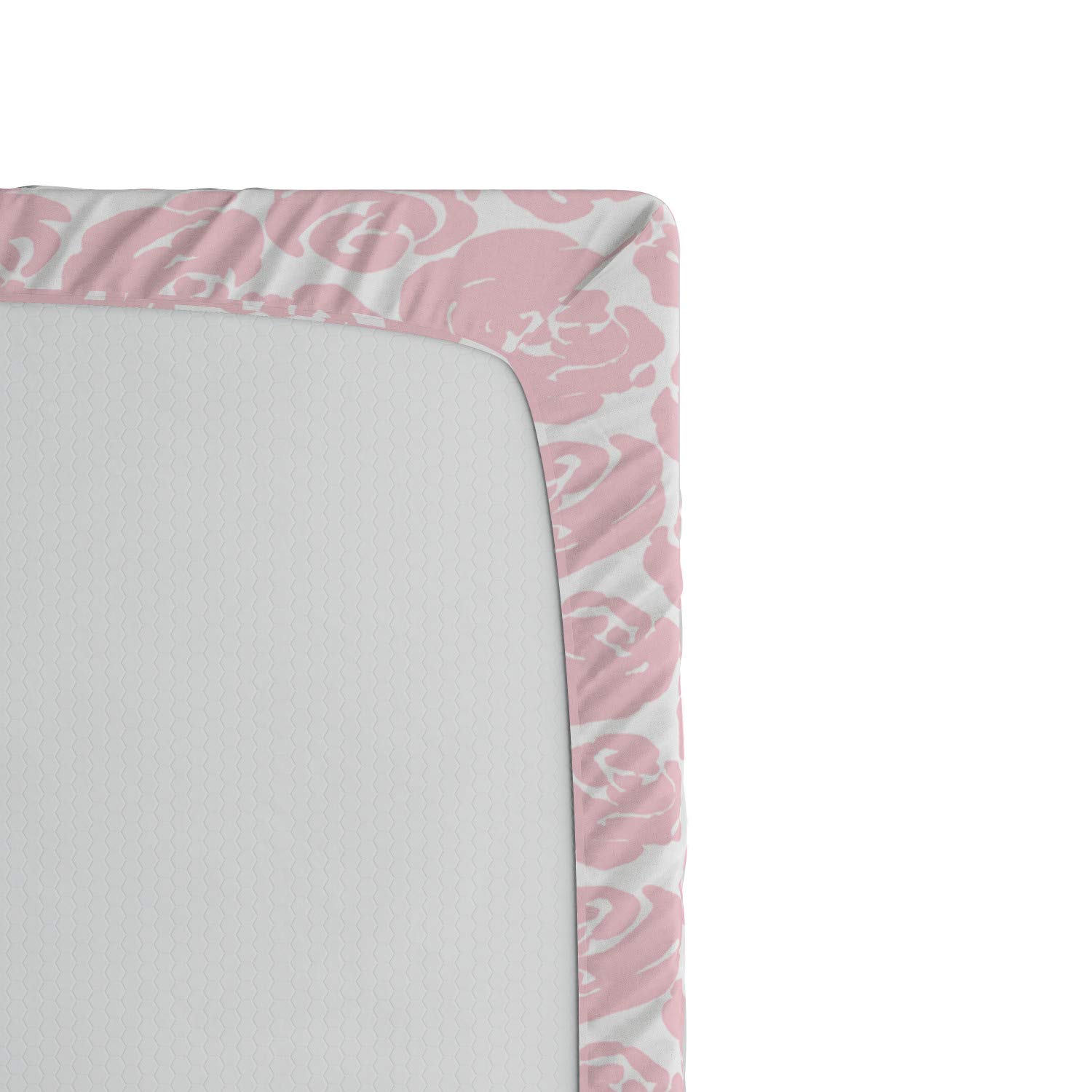 Ambesonne Floral Fitted Sheet - Twin Size Rose White, Deep Pocket Elastic Bed Cover with English Garden Rose Silhouette Pattern | Perfect for Guest Rooms, Dorm Decor & Cozy Bedroom Makeovers