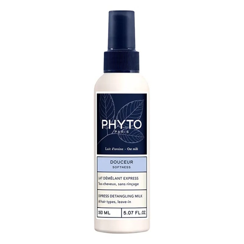 Phyto Douceur Softness Express Detangling Leave-In Milk 150ml - Nourishing Hair Treatment for All Hair Types (Dry, Damaged, Curly, Frizzy) | Quick Detangler & Shine Booster for Daily Use at Home, Salon or Travel