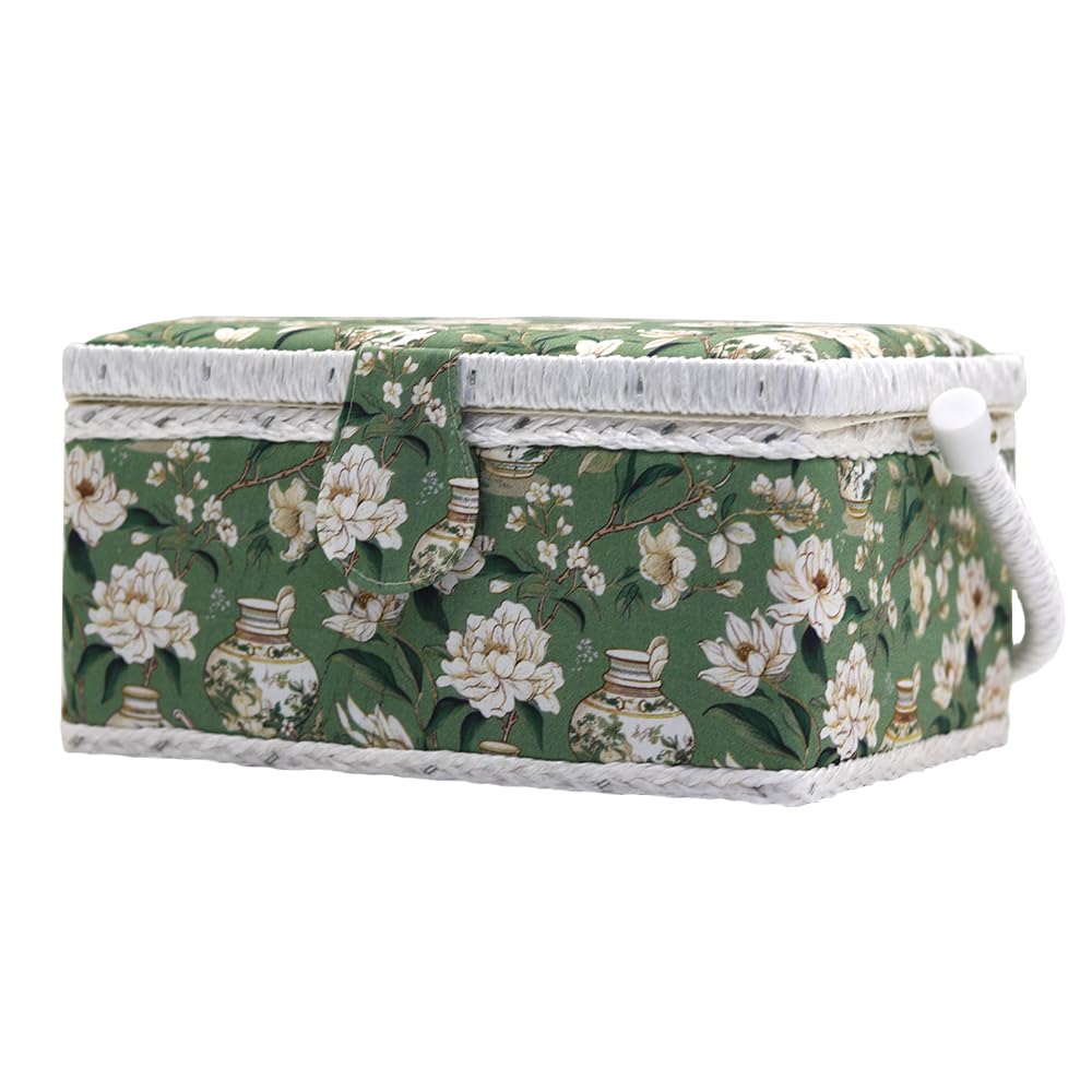 Premium Green Sewing Box Organizer - Medium Storage for Sewing Supplies & Accessories | Perfect for Home Crafting, DIY Projects & Sewing Kits