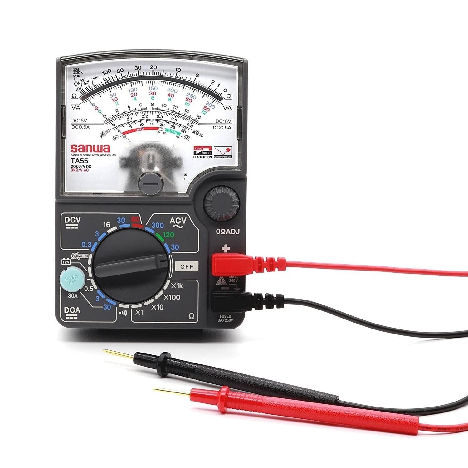 TA55 Analog Multimeter - 30A Current Range for Automotive Electrical Testing | Car Battery, Alternator & Circuit Diagnosis Tool