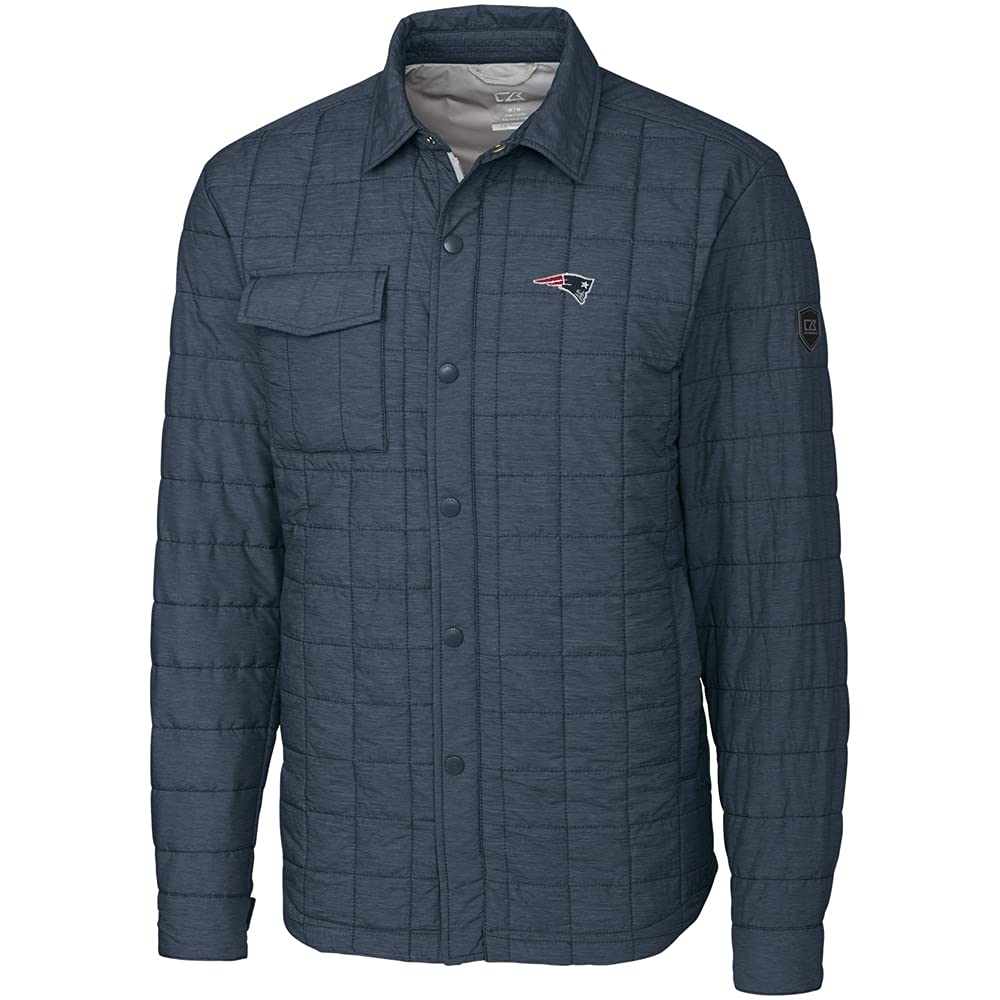 Cutter & Buck Men's NFL Big & Tall Logo Rainier Shirt Jacket - Water-Resistant Outerwear for Football Fans, Game Day & Outdoor Activities