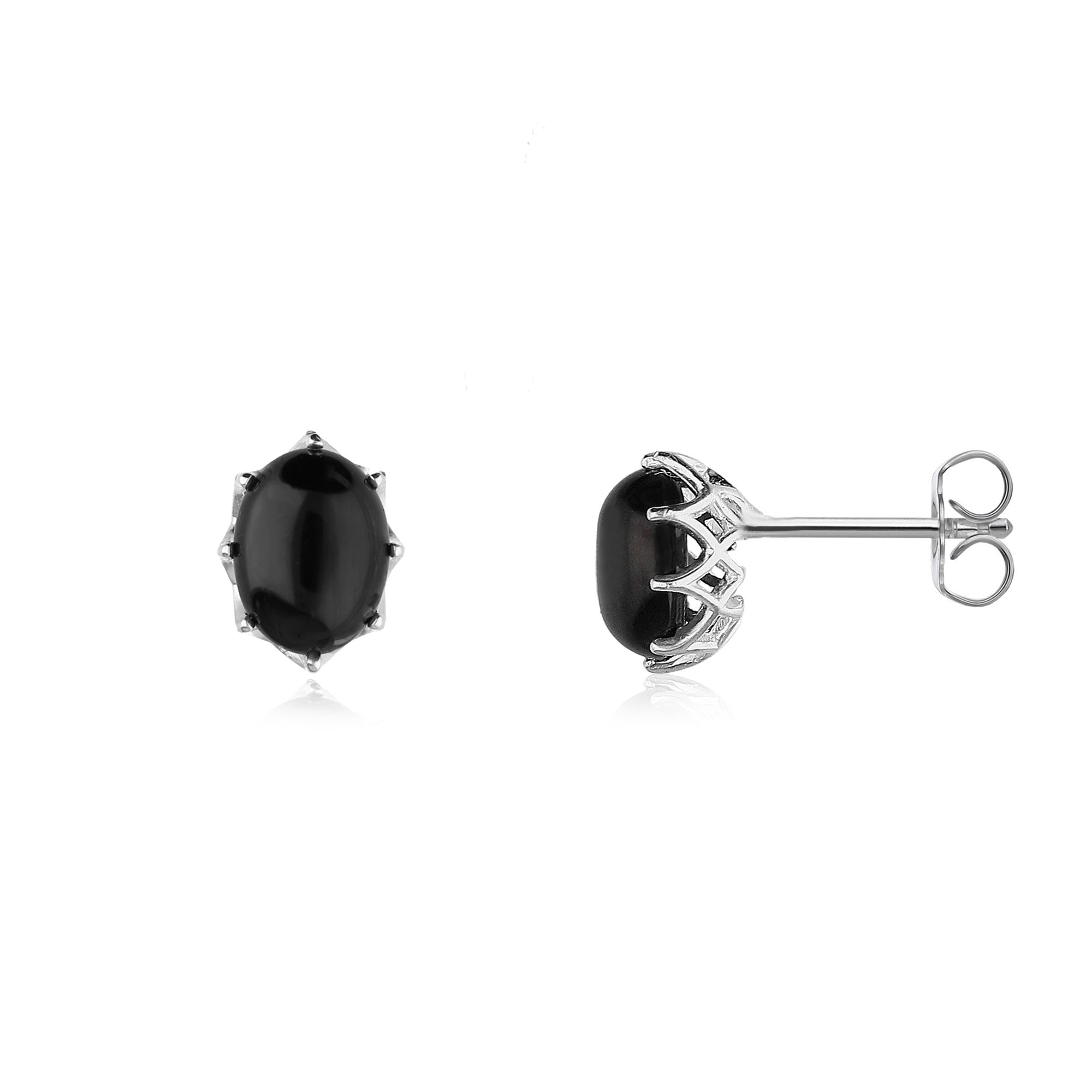 Sterling Silver Whitby Jet Claw Set Stud Earrings for Women - Elegant Gothic Jewelry for Everyday Wear & Special Occasions