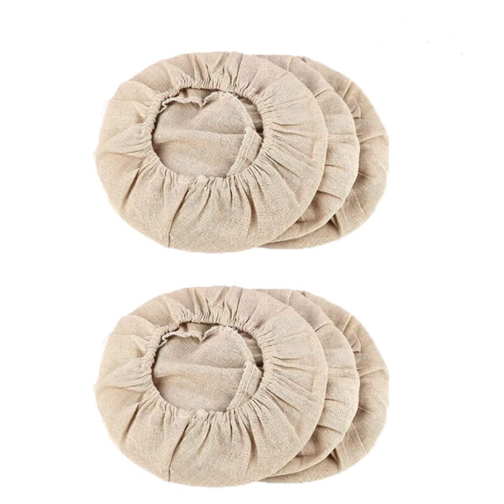 Premium Bread Proofing Basket Liner Set - 6-Piece Round & Oval Linen Covers for Dough Rising (9