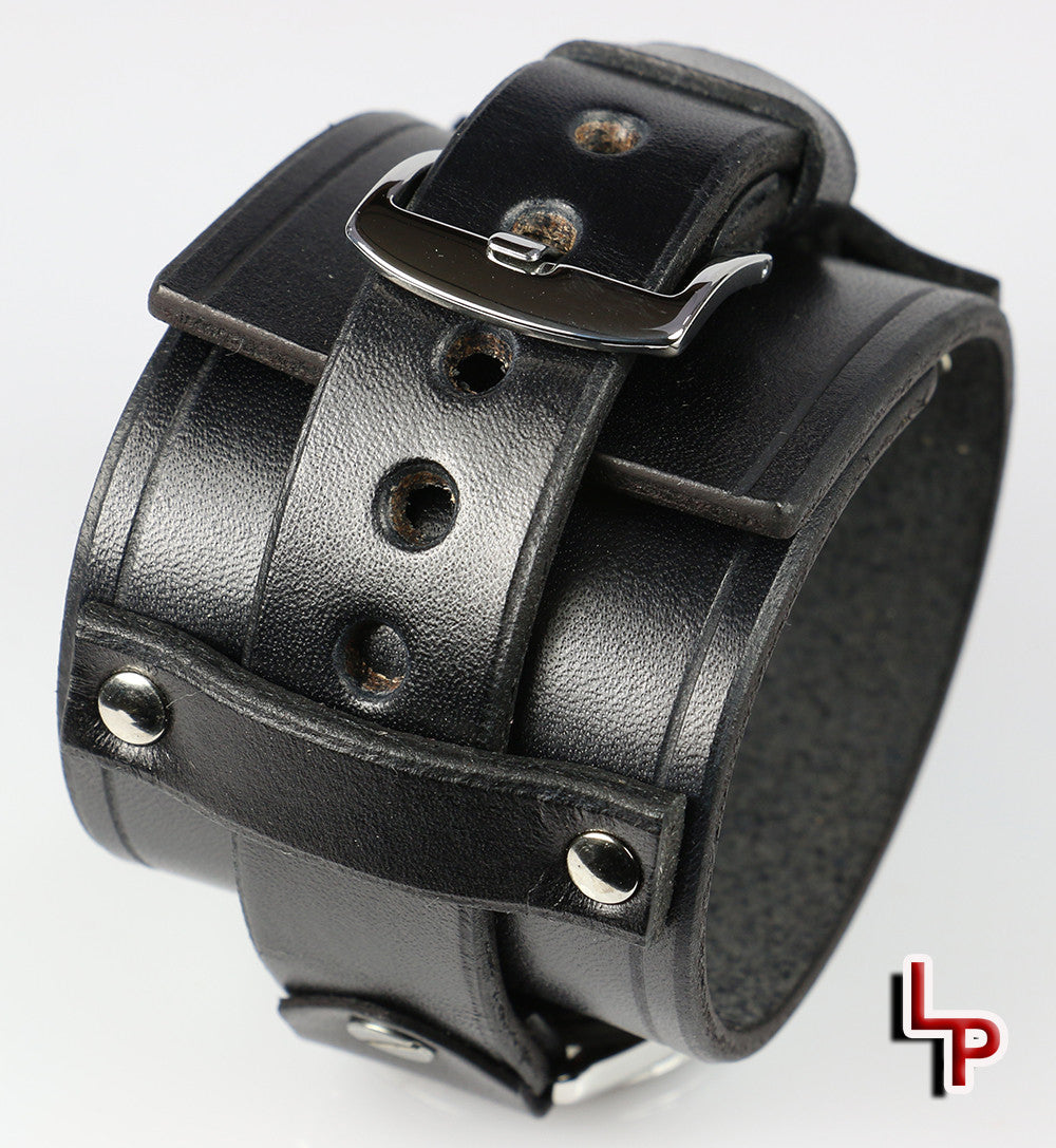 Men's Genuine Leather Watch Cuff Bracelet - 2 Inch Wide Adjustable Wristband for Casual & Formal Wear - Perfect Gift for Him