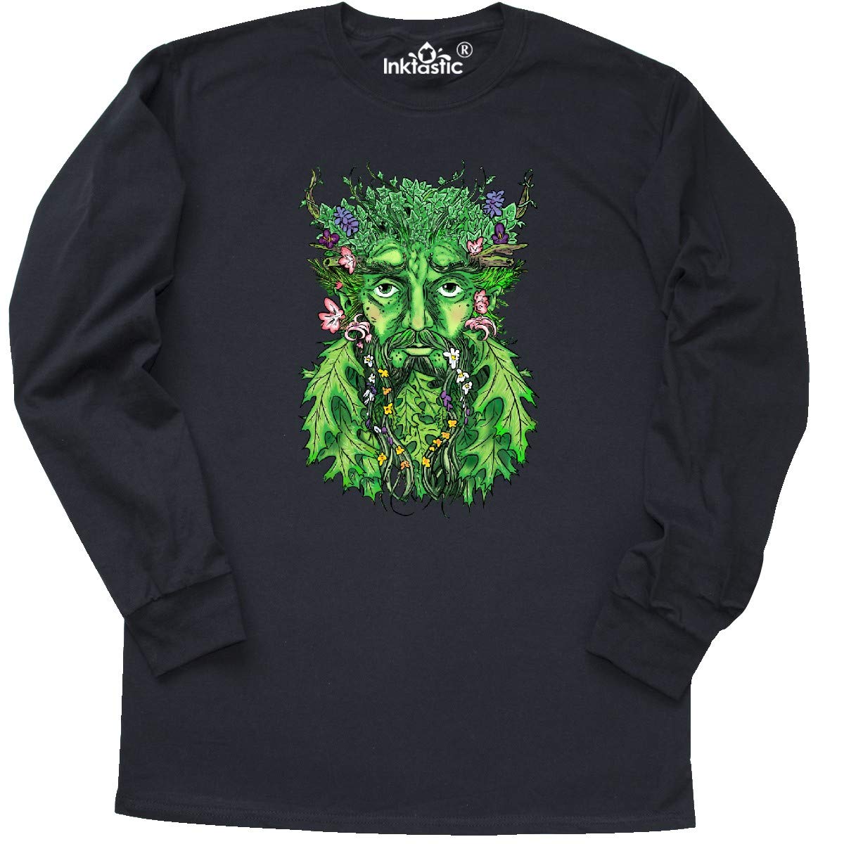 Inktastic 1st Day of Spring Greenman Spring Equinox Long Sleeve T-Shirt for Men & Women - Eco-Friendly Nature Inspired Graphic Tee for Spring Festival, Earth Day Celebrations and Outdoor Activities