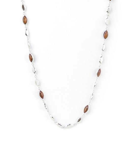 Exquisite Koa & Rhodium Link Necklace - Handcrafted Hawaiian Fine Jewelry for Women - Perfect for Weddings, Anniversaries & Special Occasions