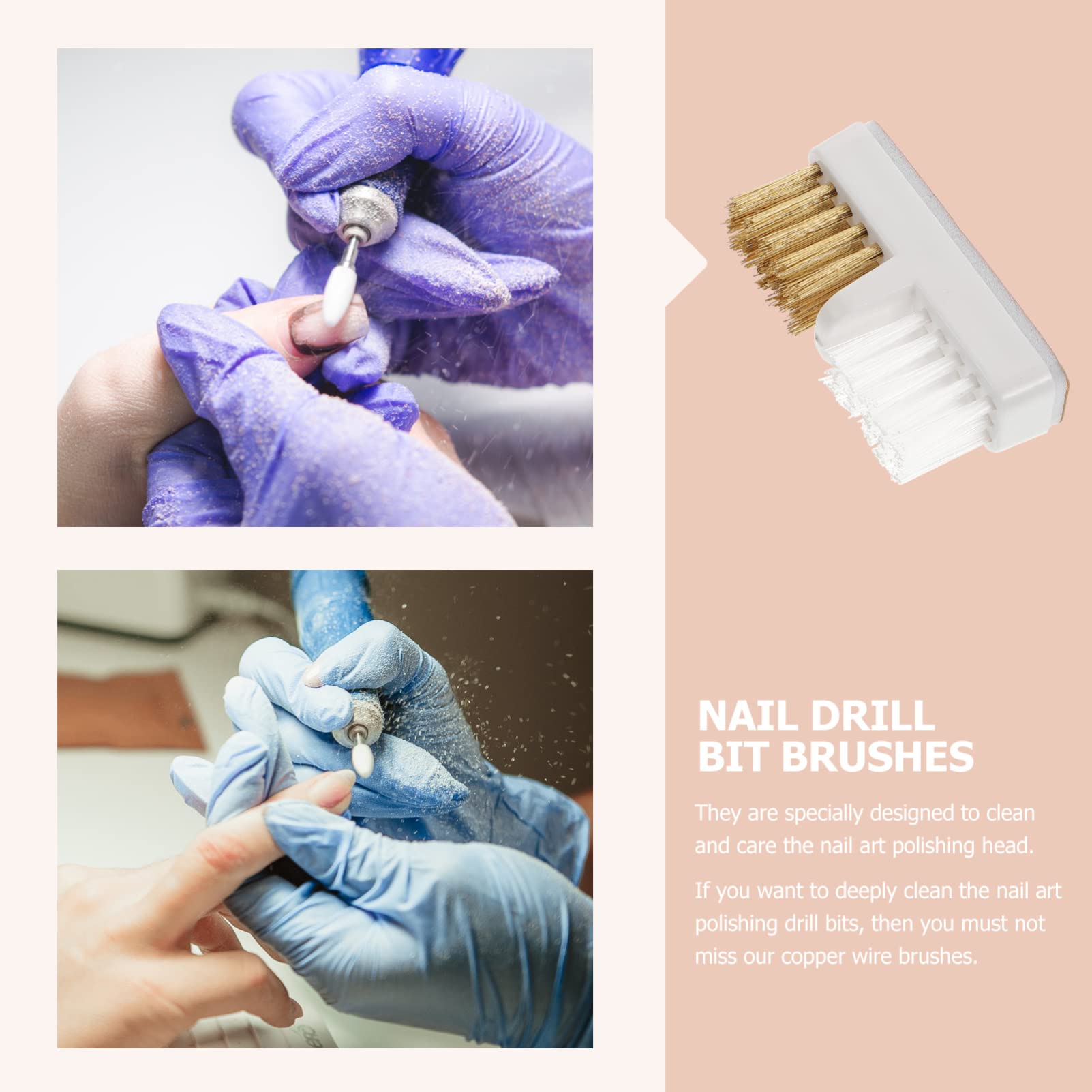 FOMIYES 3PCS Nail Drill Bit Cleaning Brushes - Copper Wire Sanding Head Brushes for Nail Art & Manicure Tools - Perfect for Home, Salon & Professional Nail Care