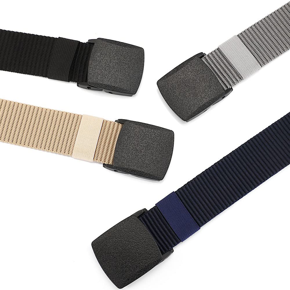 3-Pack Nylon Web Slide Belt with Plastic Buckle - Adjustable Canvas Belt for Travel, Outdoor & Casual Wear | Durable & Lightweight for Hiking, Work & Everyday Use