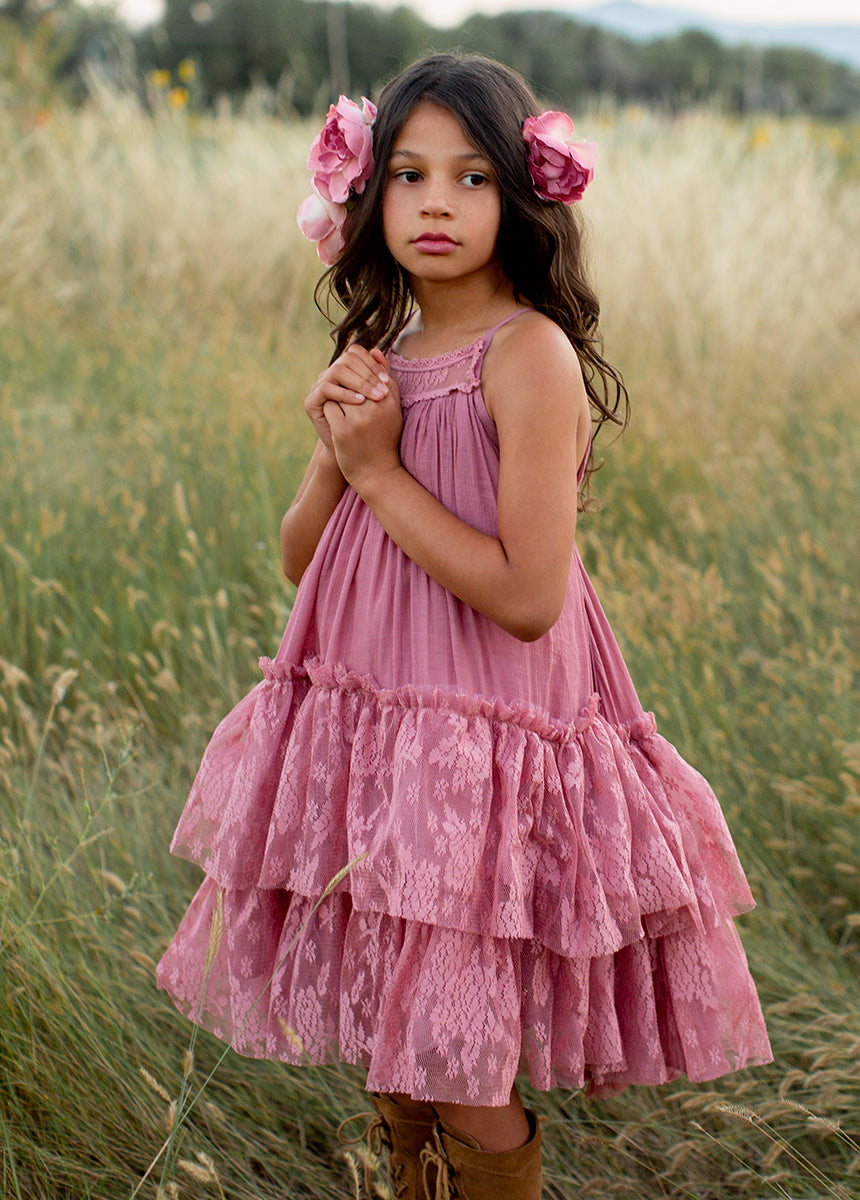 Elegant Catrina Dress in Dusty Rose - Flowy Midi Dress for Women | Perfect for Parties, Weddings & Special Occasions
