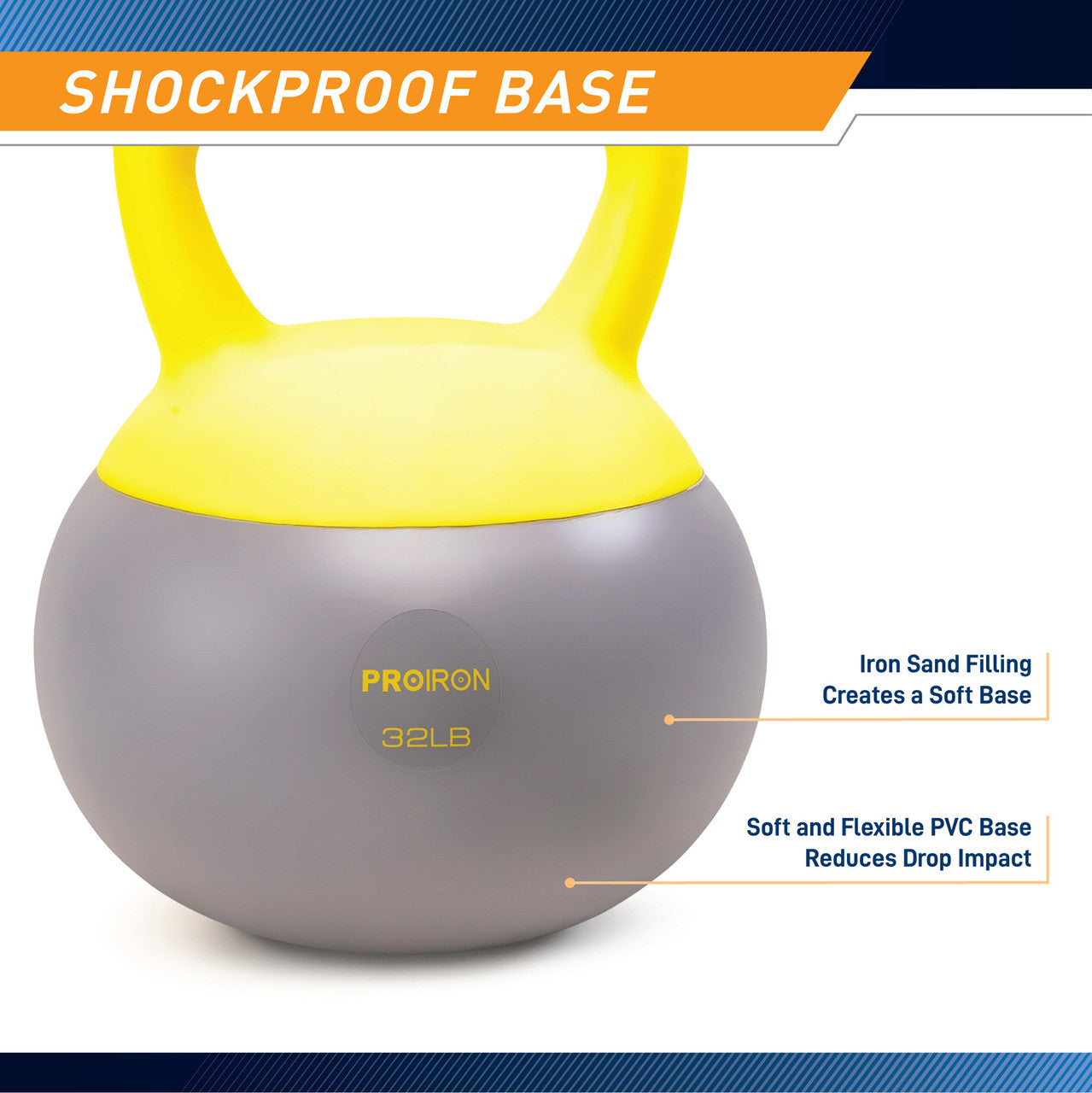ProIron Soft Kettlebell 32lbs - Iron Sand Filled, Non-Slip Handle for Home Gym & CrossFit Training | Perfect for Strength Training, HIIT Workouts & Functional Fitness Exercises