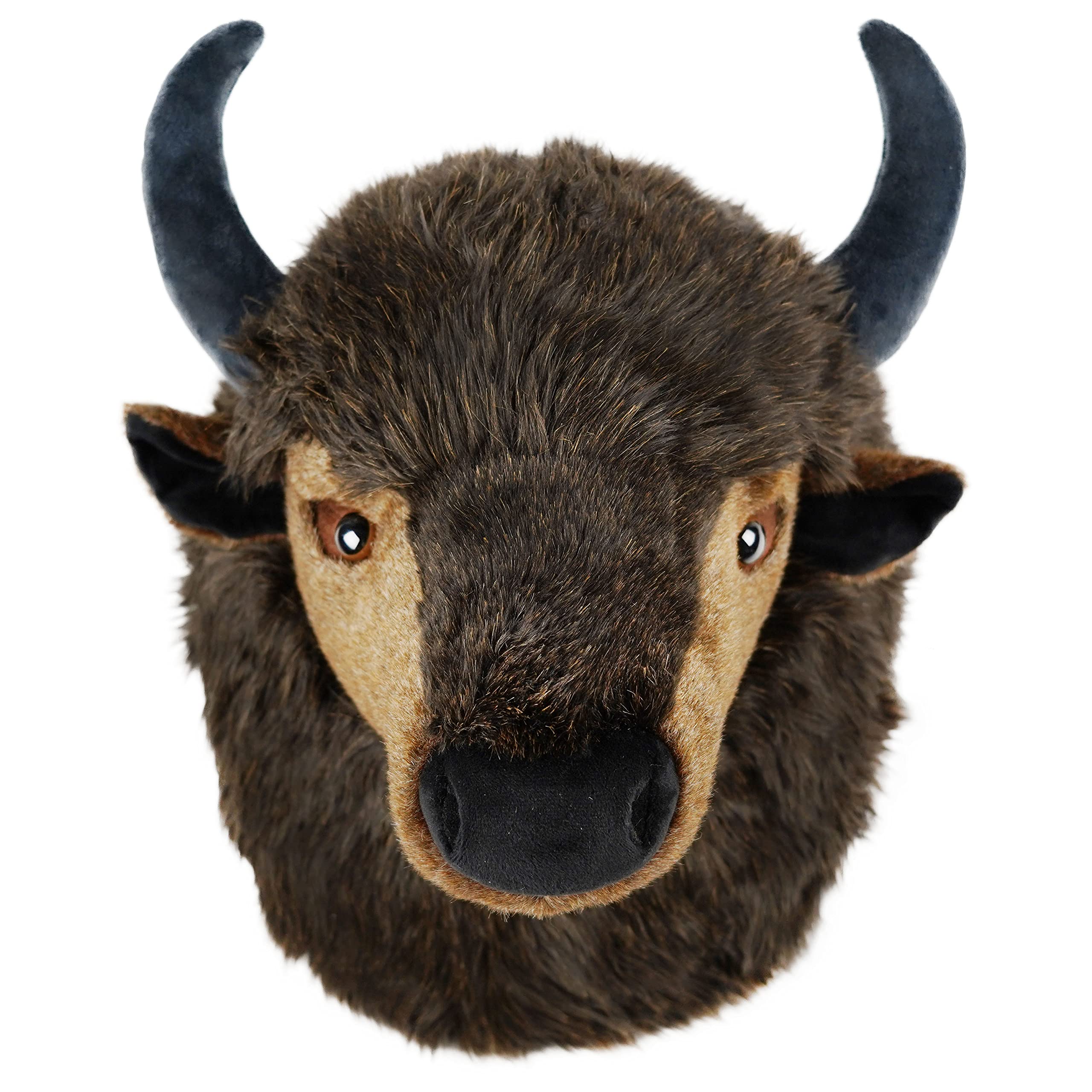 Brillo The Bison - 15 Inch Large Stuffed Animal Plush Buffalo Head Trophy Wall Mount Bust - Soft Plush Toy for Kids Room Decor, Western Theme Party, Hunting Lodge Display & Nursery Wall Art