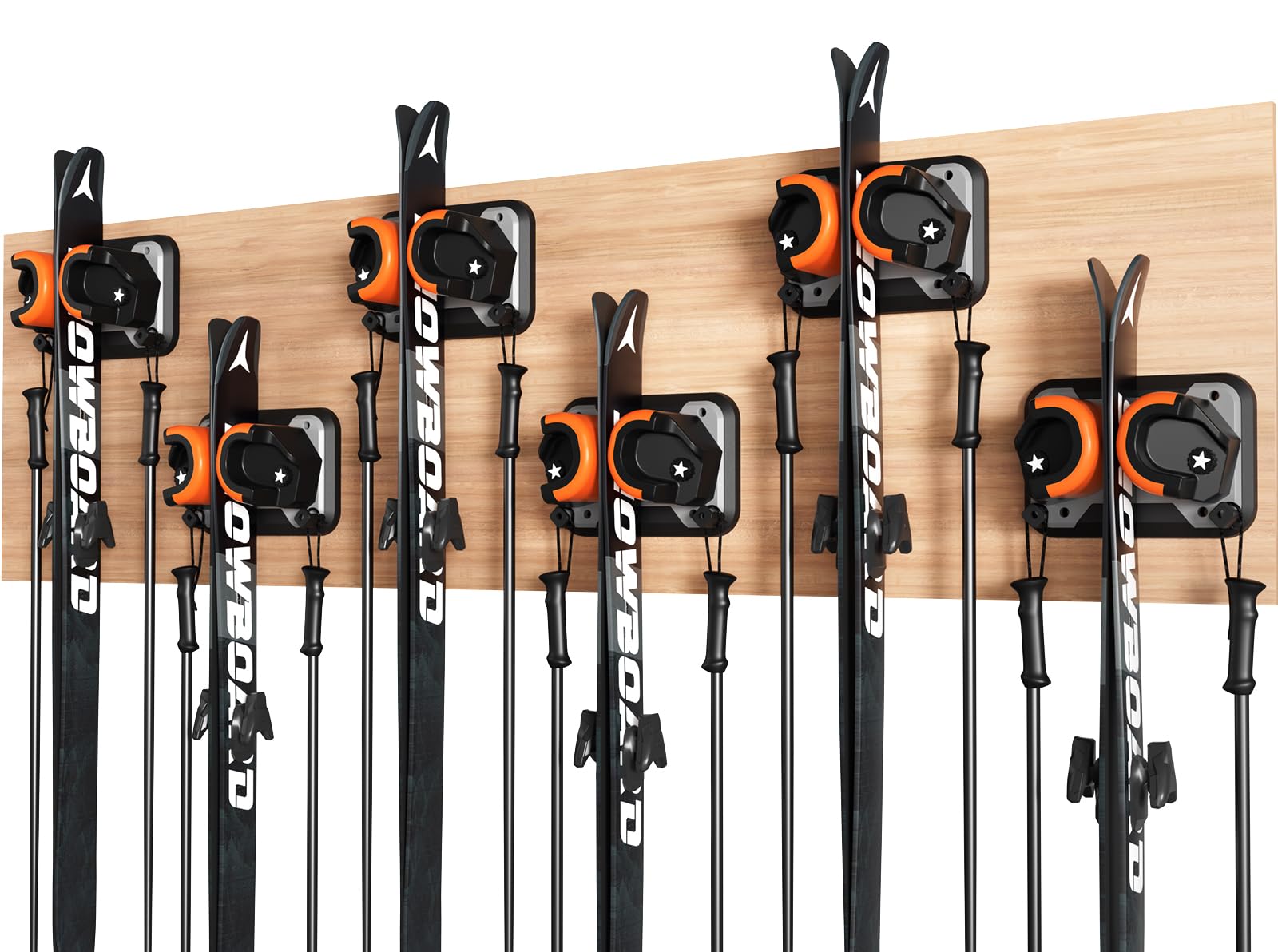 **Multi-Purpose Wall Mount Rack for Snowboard, Ski & Skateboard – Space-Saving Garage Storage Organizer for Skate Decks, Hockey Sticks, Ski Poles & Shovels | Perfect for Home, Garage & Sports Equipment Storage**