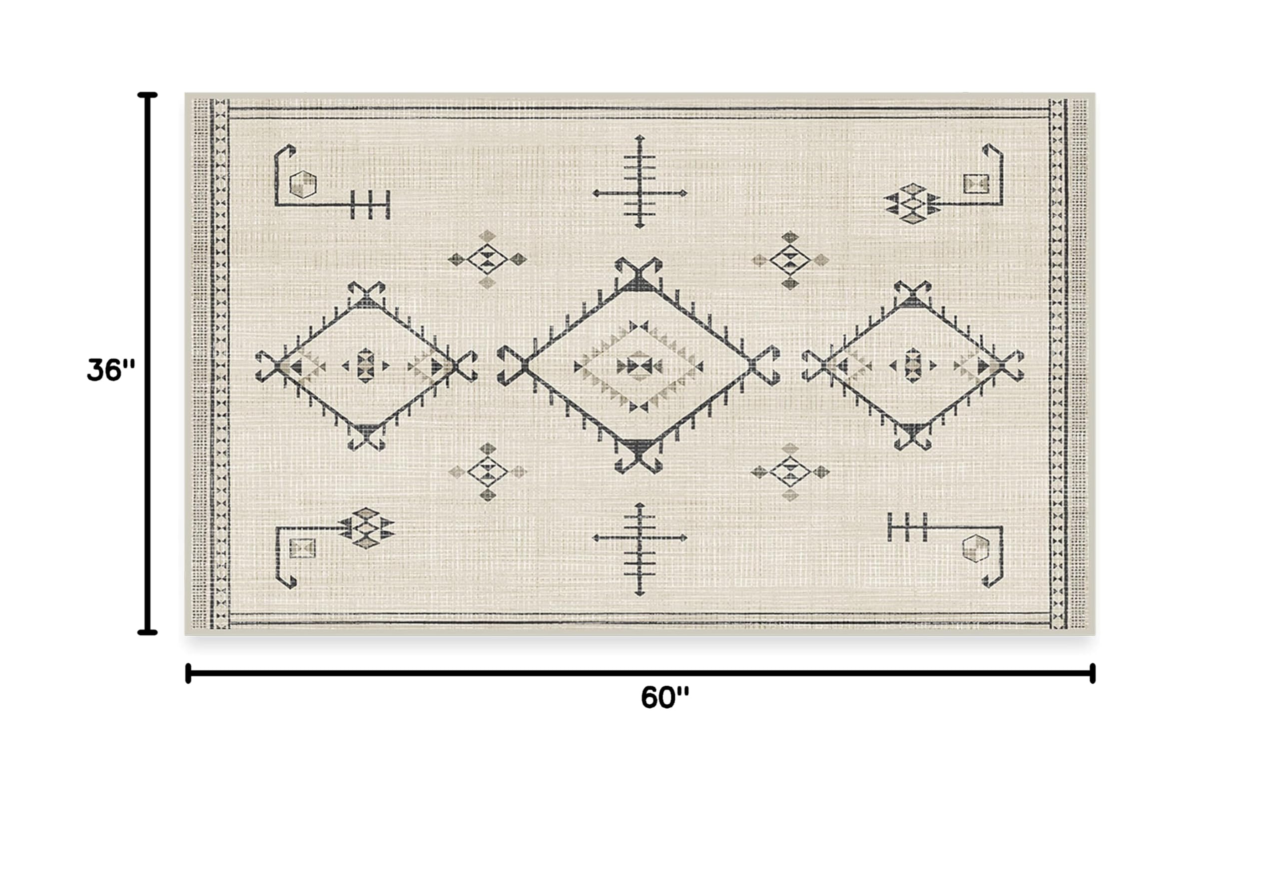 RUGGABLE Washable 3x5 Area Rug - Damali Black & White | Non-Slip Premium Rug for Living Room, Bedroom, Kitchen, Office & Classroom | Easy to Clean & Durable | Perfect for High-Traffic Areas & Pet-Friendly Homes
