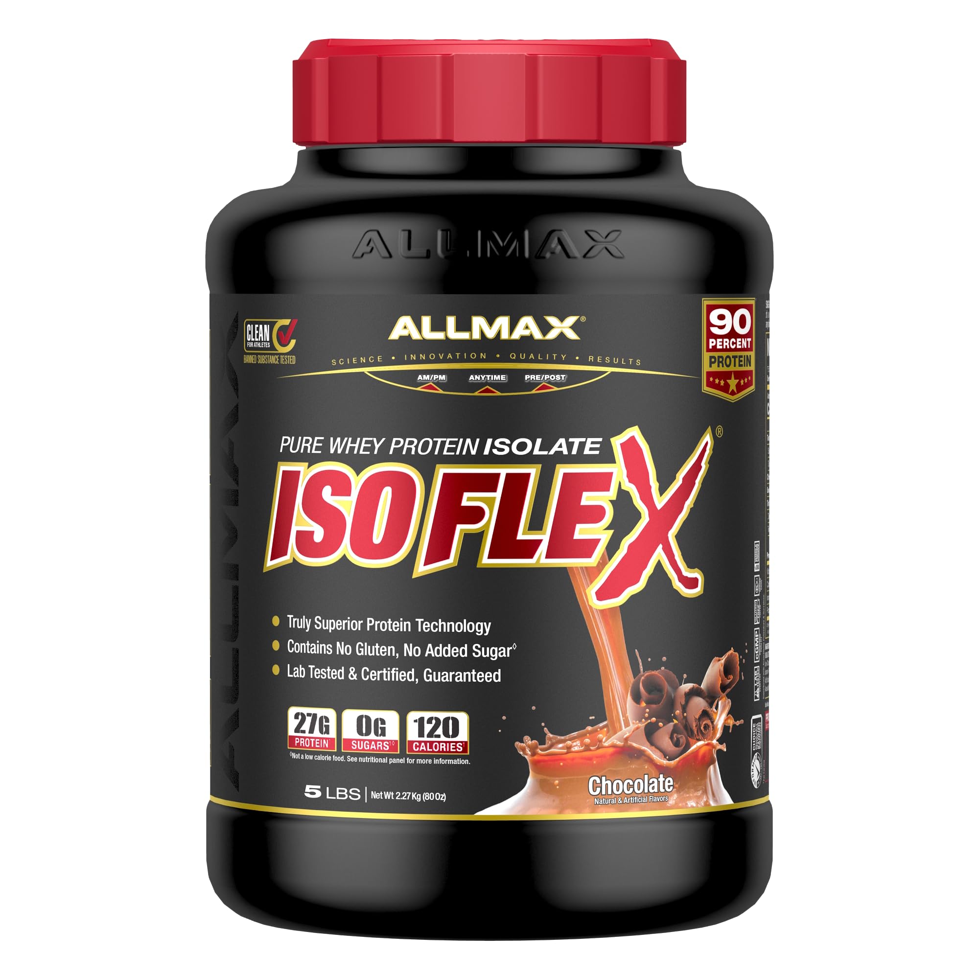 ALLMAX Nutrition ISOFLEX Whey Protein Powder - 5lb Chocolate Whey Protein Isolate with 27g Protein per Serving for Muscle Recovery & Post-Workout Nutrition - Ideal for Gym, Fitness & Bodybuilding