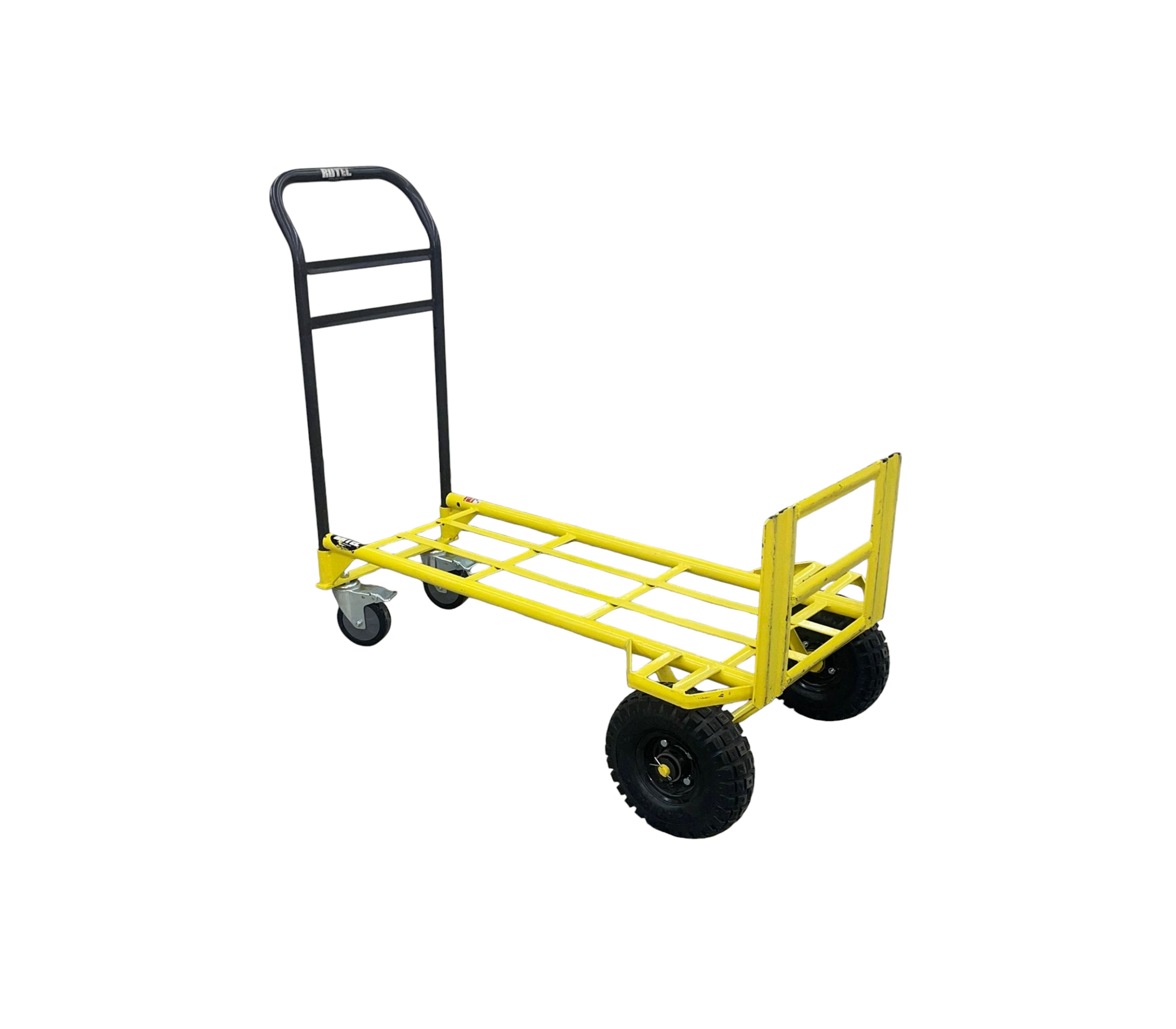 Heavy Duty Yellow Rubber Wheel Dolly Cart with 6 Ply Tires - Ideal for Moving Furniture, Appliances, and Workshop Equipment