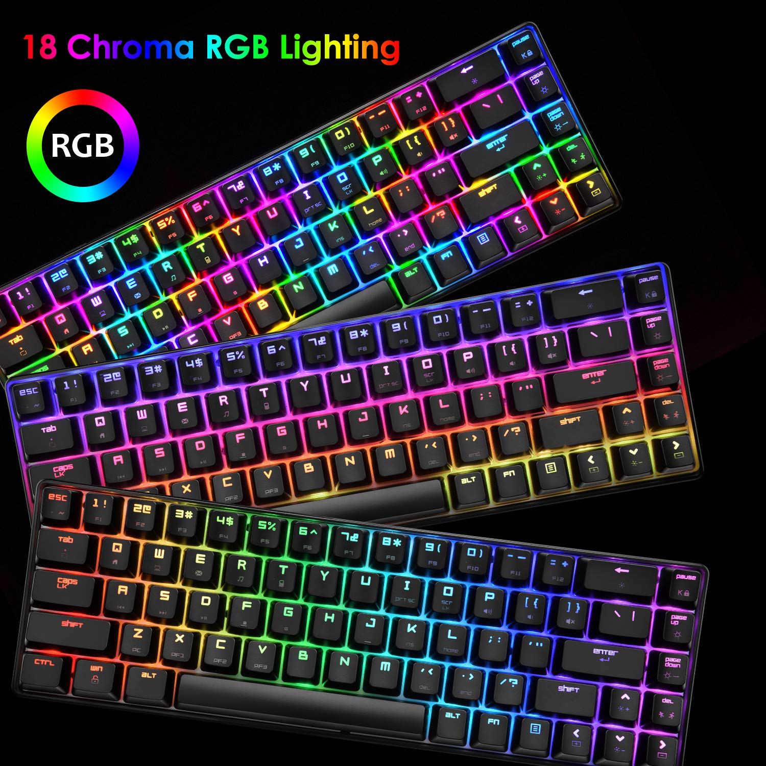 60% RGB Mechanical Gaming Keyboard - 68 Keys, USB Type-C, Waterproof for PC Gamers
