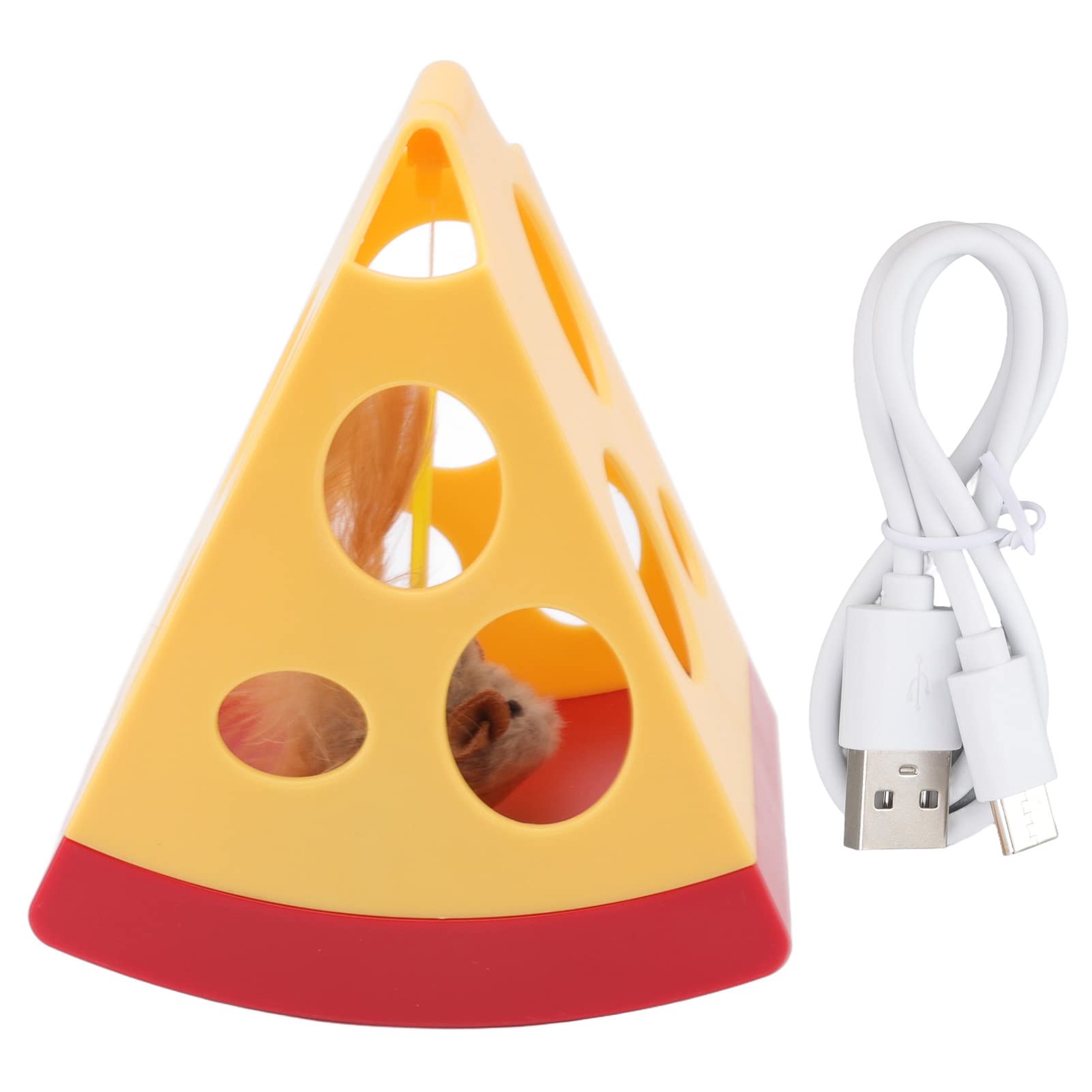 USB Rechargeable Electric Cheese Cat Toy - Interactive Smart Auto Motion Pet Toy for Indoor Cats & Kittens - Fun Playtime & Exercise for Your Feline Friend