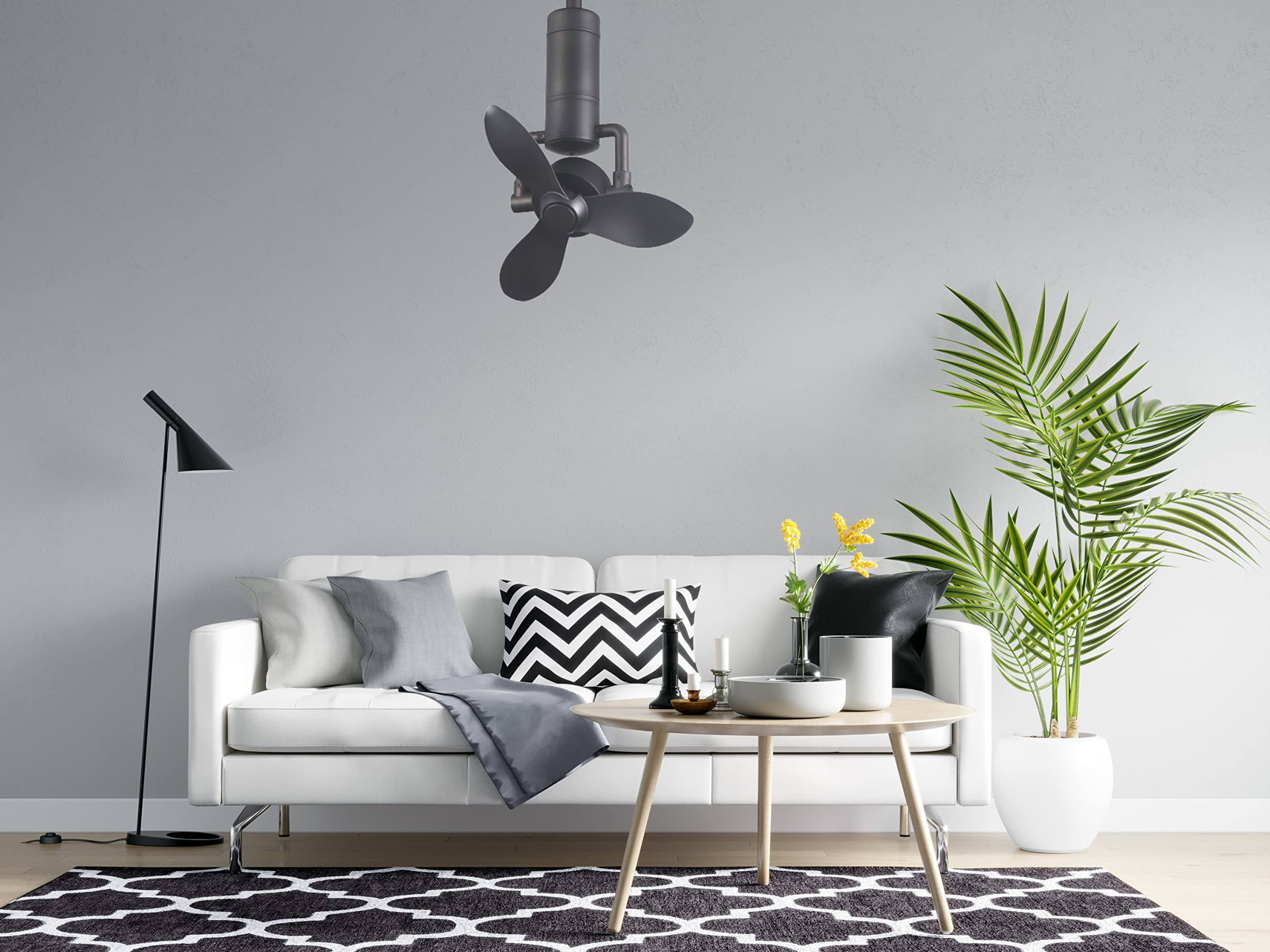 Versa Black Indoor Outdoor Ceiling Fan with Oscillating Function - Perfect for Living Rooms, Bedrooms, and Patios