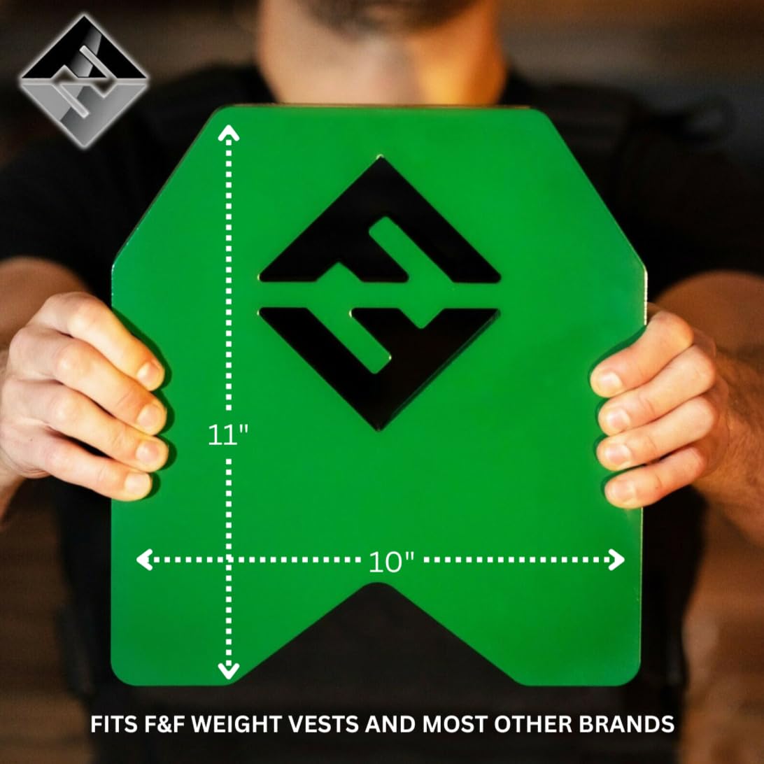 F&F Steel Designs 18.75LB Weight Plate Pair (40LB Total) - Green Steel Plates for Weighted Vests - High-Intensity Training & CrossFit Workouts - Perfect for Home Gym, Strength Training & Tactical Fitness