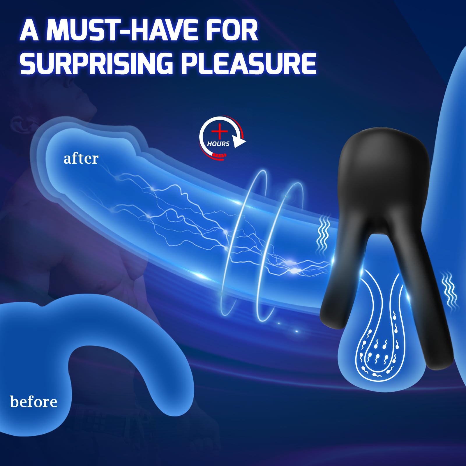 Detachable Vibrating Cock Ring for Men - 10 Speed Modes Male Sex Toy Vibrator - Couples Adult Pleasure Toy for Enhanced Intimacy (Black) | Perfect for Couples Play, Solo Use & Spicing Up Your Sex Life