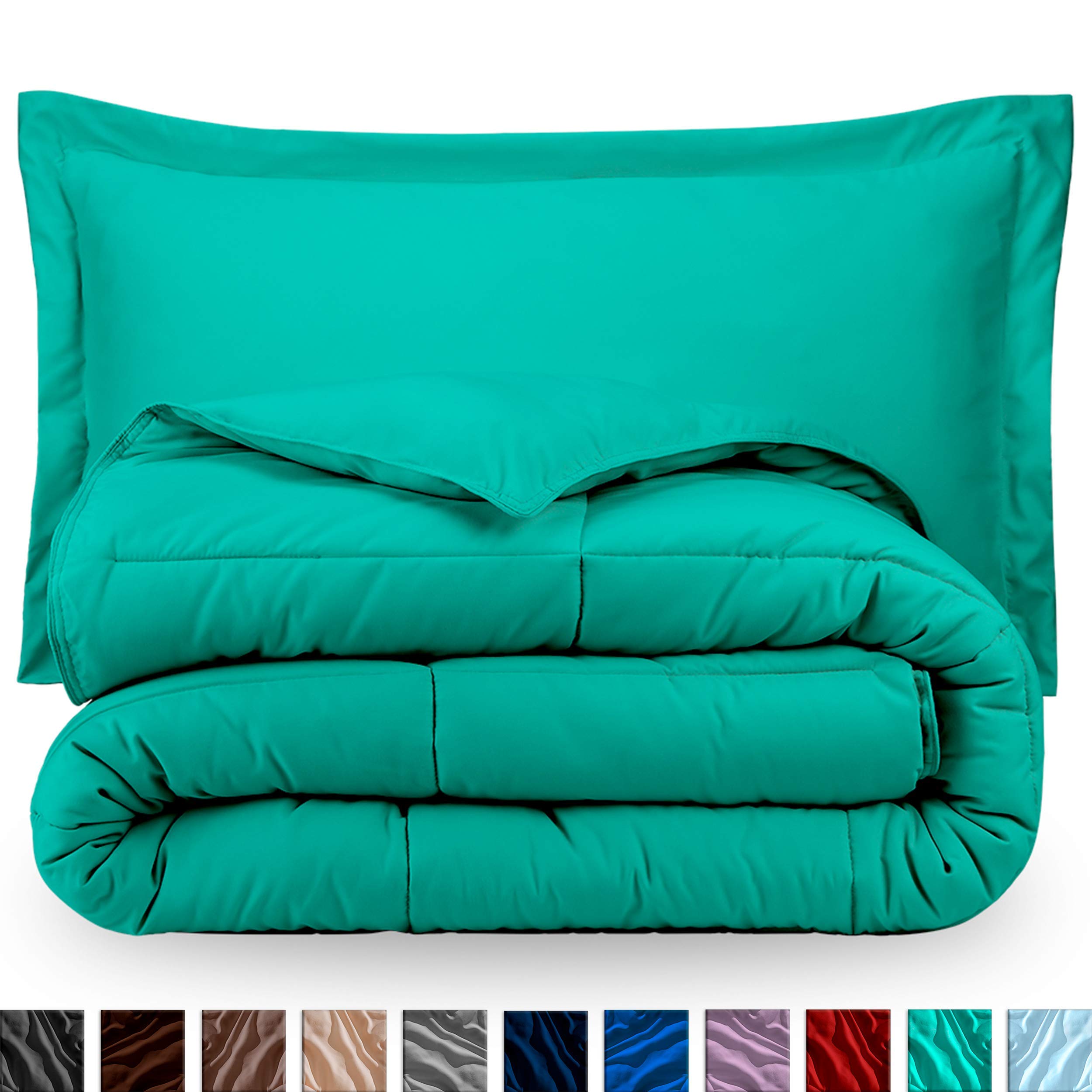 Premium 1800 Series Ultra-Soft All Season Down Alternative Comforter Set - Twin/Twin XL Aqua Blue - Box Stitched Design for Year-Round Comfort - Perfect for Bedrooms, Guest Rooms & Dorm Rooms