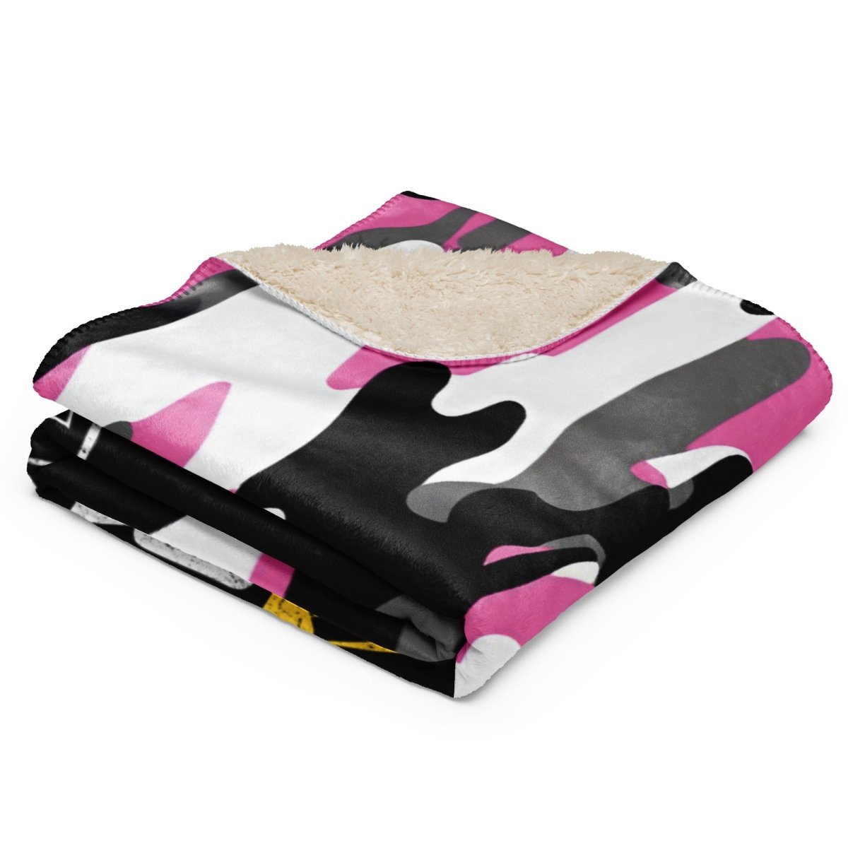 Sobervation Pink Camo Sherpa Blanket - Ultra Soft Warm Fleece Throw for Recovery & Sobriety - Perfect for AA Meetings, Sober Living Homes & Cozy Nights