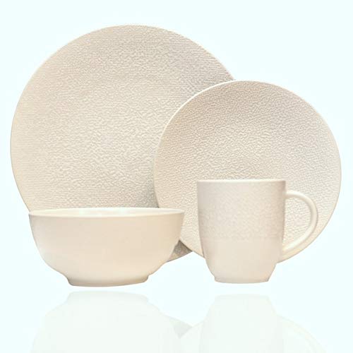 Premium 16-Piece Red Vanilla White Matrix Dinnerware Set - Elegant Porcelain Plates, Bowls & Cups for Formal Dining, Parties & Everyday Use