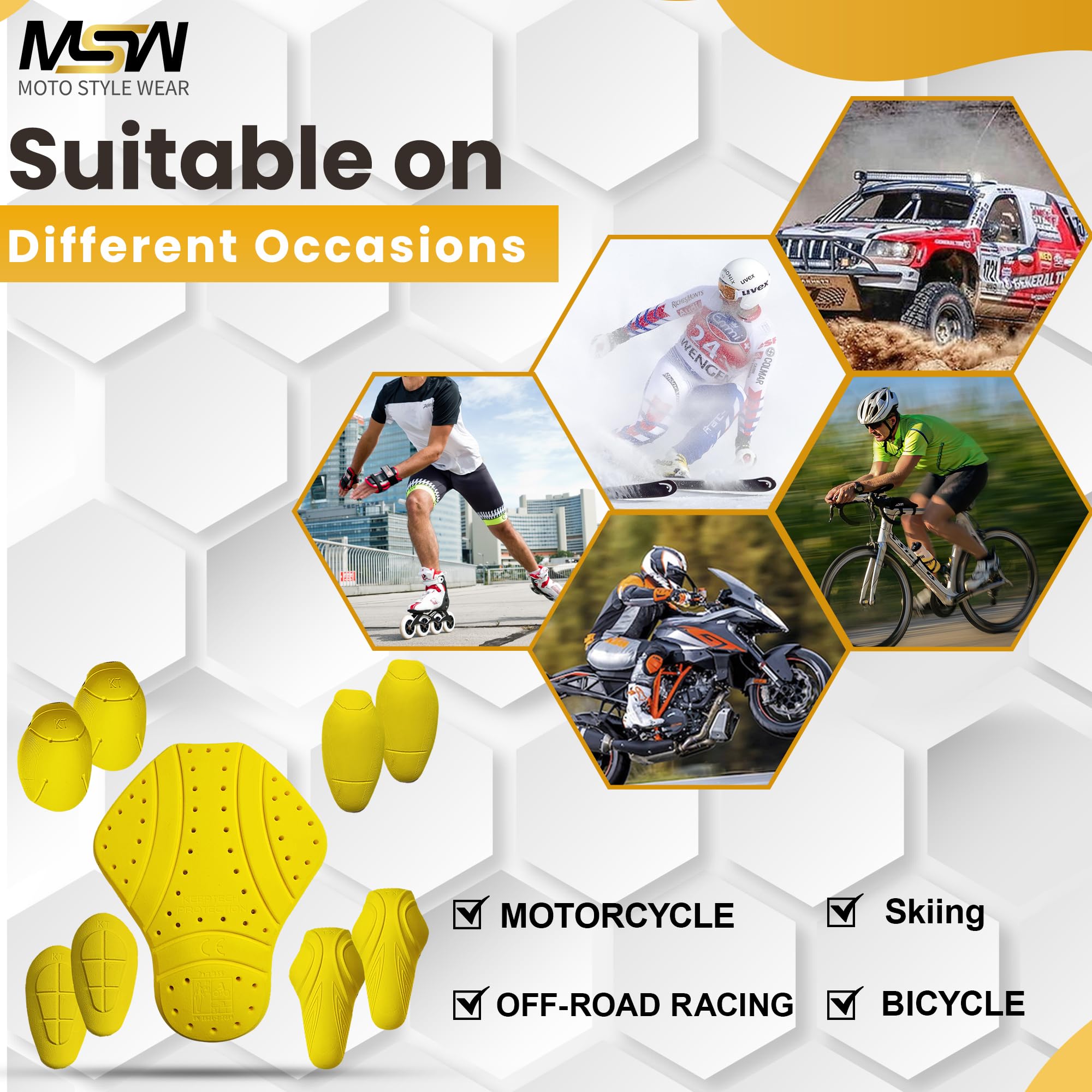 CE Level 2 Certified Motorcycle Armor Pads Set - 9pc Back, Shoulder, Thigh, Knee & Elbow Protectors for Men & Women - CE-2 Approved Safety Gear for Riding Jackets - Perfect for Street Bikes, Cruisers & Adventure Motorcycles