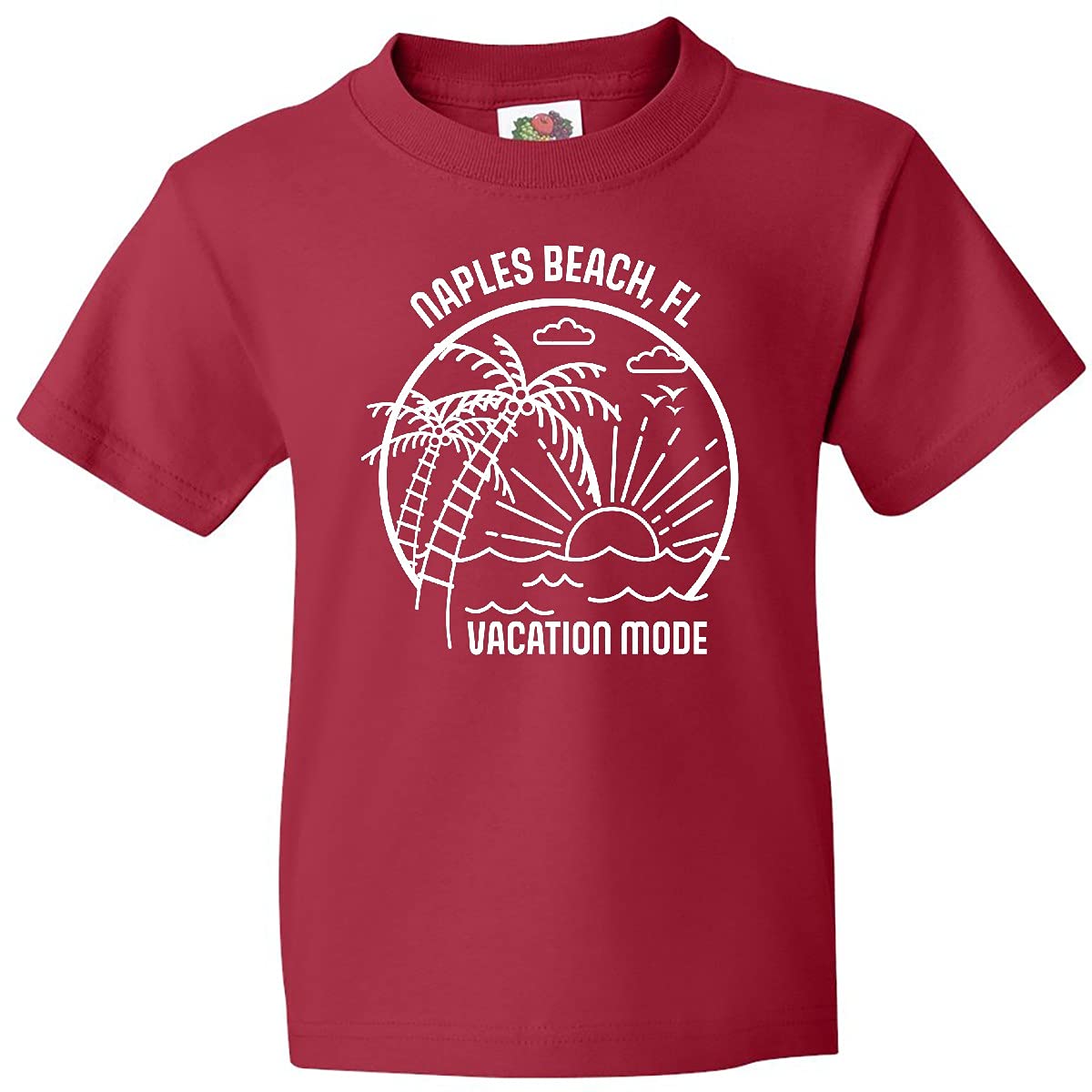 Inktastic Summer Vacation Mode Naples Beach Florida Youth T-Shirt - Fun Florida Beach Graphic Tee for Kids & Teens - Perfect for Summer Trips, Beach Outings & Vacation Souvenirs