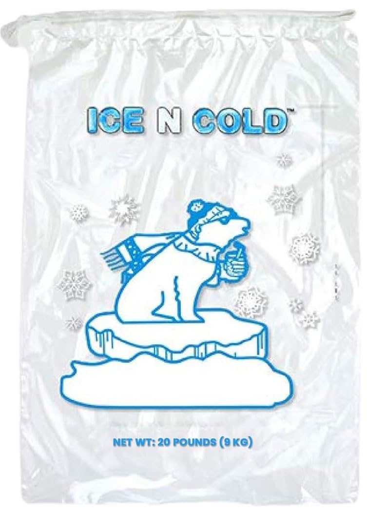 20lb Ice Bags with Drawstring Closure | 400 Count Bulk Pack | 50 Micron Thick Reusable Freezer Bags | Perfect for Camping, Picnics, Sports Events & Emergency Cold Storage