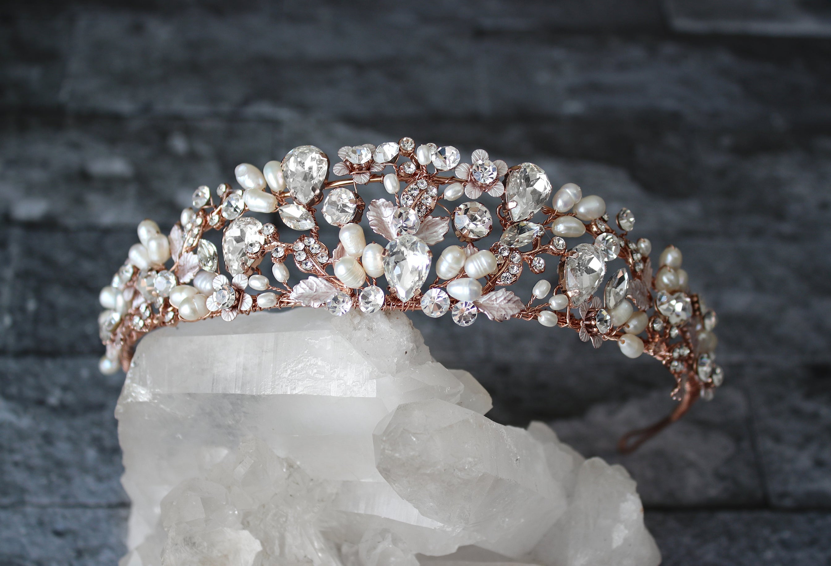Elegant RANIER Crystal & Freshwater Pearl Bridal Tiara Headpiece - Perfect for Weddings, Prom, Pageants and Special Occasions