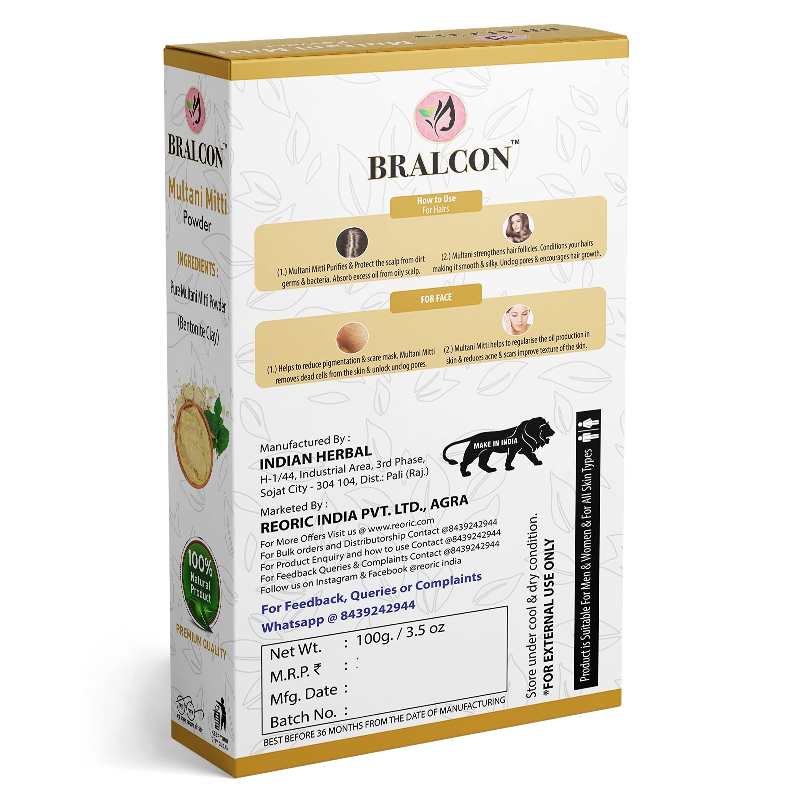 BRALCON Organic Hair Care Powder Combo - 600g (6 x 100g) | Amla, Reetha, Shikakai, Bhringraj, Neem Leaf & Multani Mitti Powder | Promotes Hair Growth & Healthy Scalp | Natural Solution for Dandruff, Hair Fall & Shine | Perfect for DIY Hair Masks & Ayurvedic Treatments