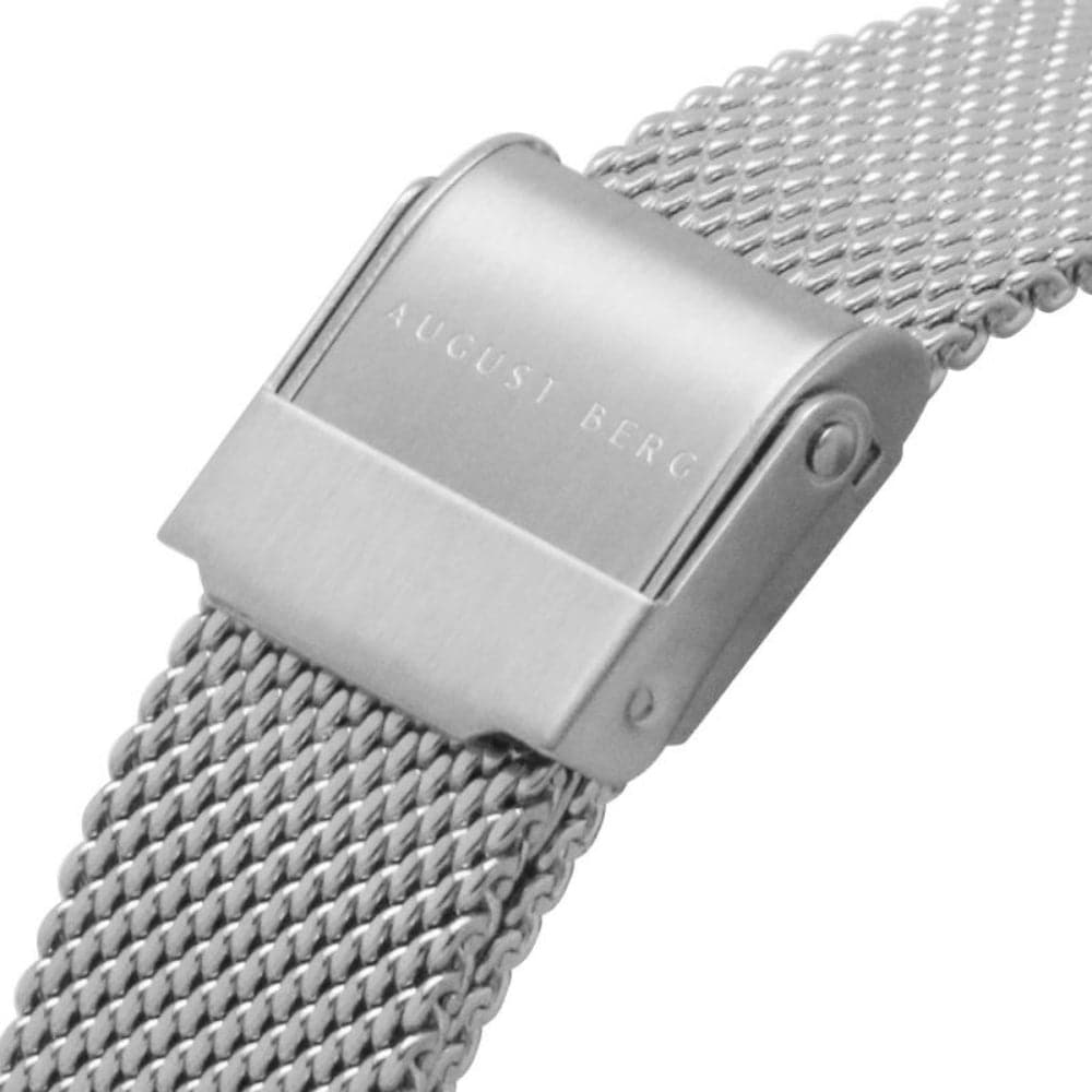 August Berg X Morris & Co. Silver Milanese Mesh Strap Unisex Watch M1WB0530E20MSL - Elegant Timepiece for Business, Casual & Special Occasions