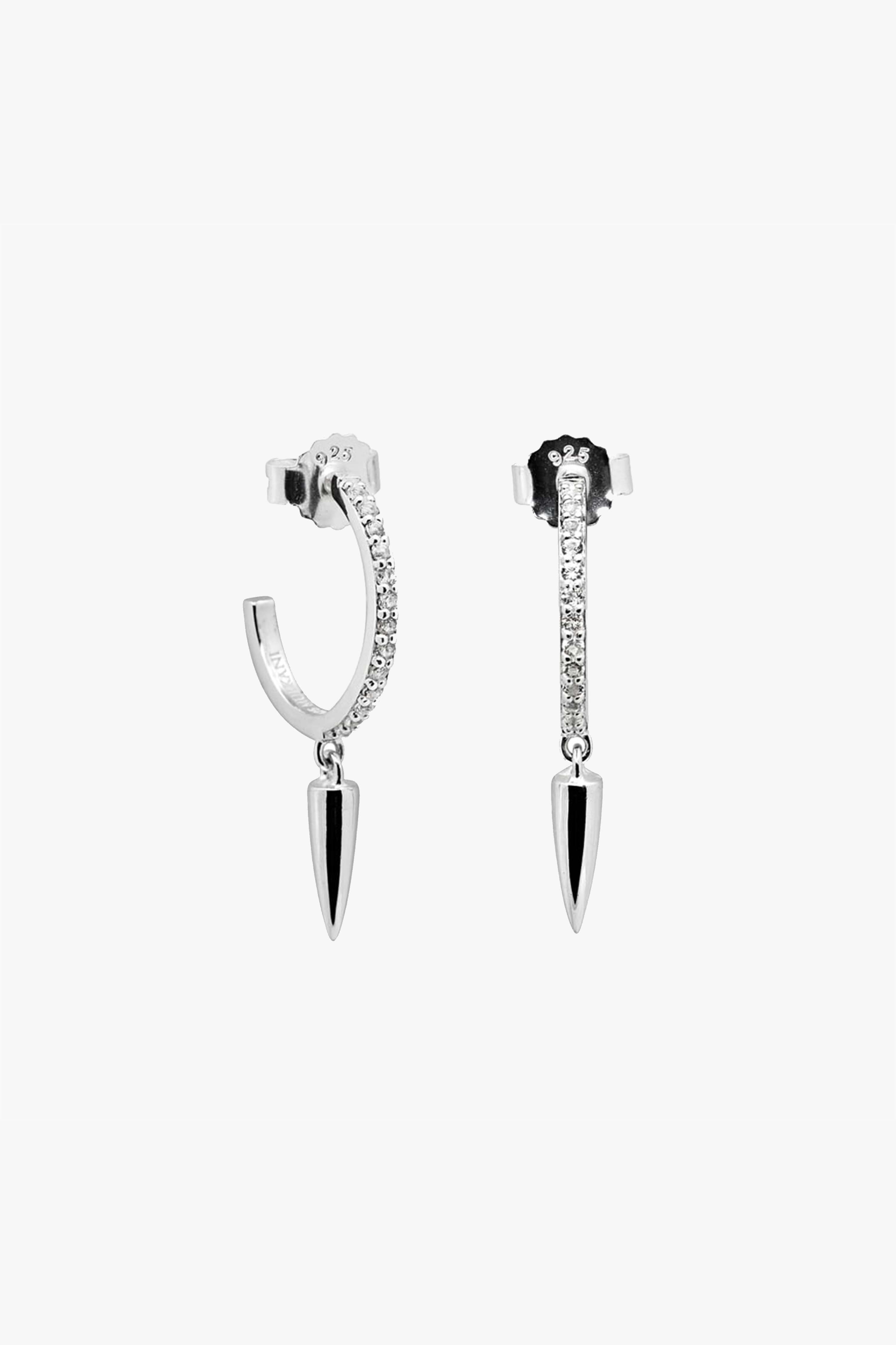 Dagger Diamante Sterling Silver Hoop Earrings for Women - Elegant Dangle Drop Earrings for Party, Wedding & Evening Wear