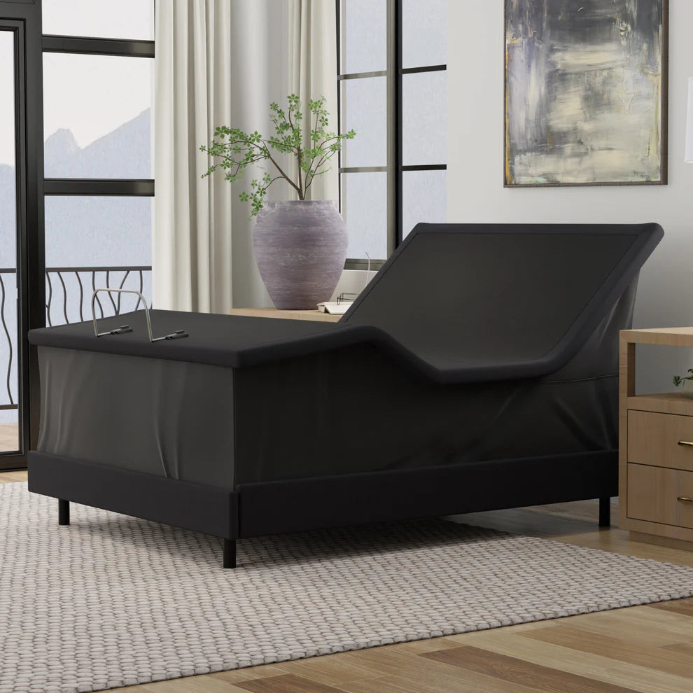 ZZZEN Adjustable Bed Frame with Massage & Underbed Lighting - High/Low Height & Tilt Function for Ultimate Comfort | Perfect for Back Pain Relief, Reading & Relaxation in Bedroom