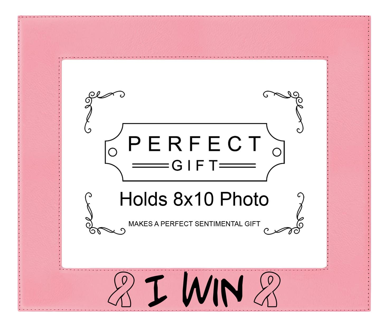 Breast Cancer Survivor Gift for Women - Pink Ribbon 8x10 Laser Engraved Leatherette Photo Frame - Inspirational Beating Cancer Present - Perfect for Survivor Celebrations, Hospital Recovery, or Awareness Events