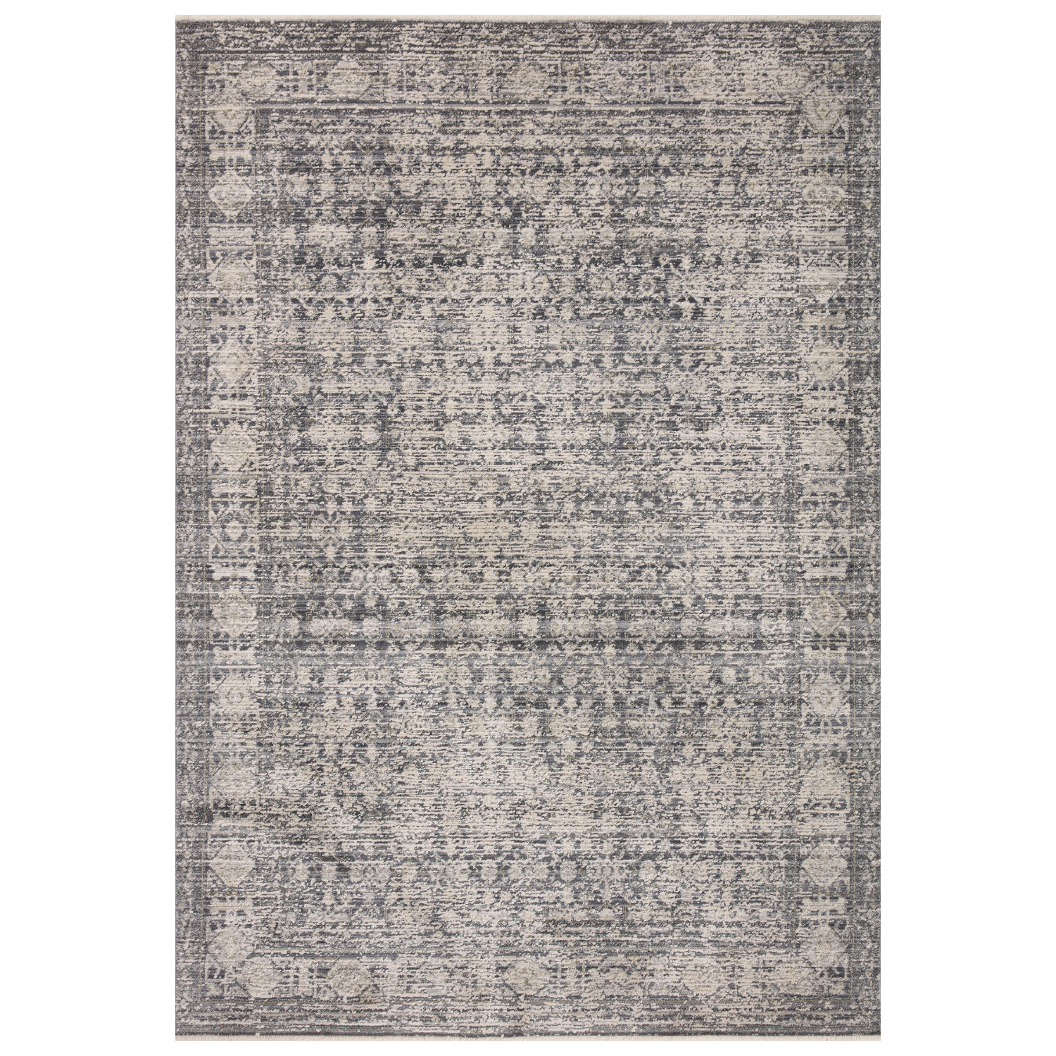 Amber Lewis x Loloi Alie Charcoal/Dove Area Rug - Soft & Durable Handmade Vintage Design for Living Room, Bedroom & Home Decor