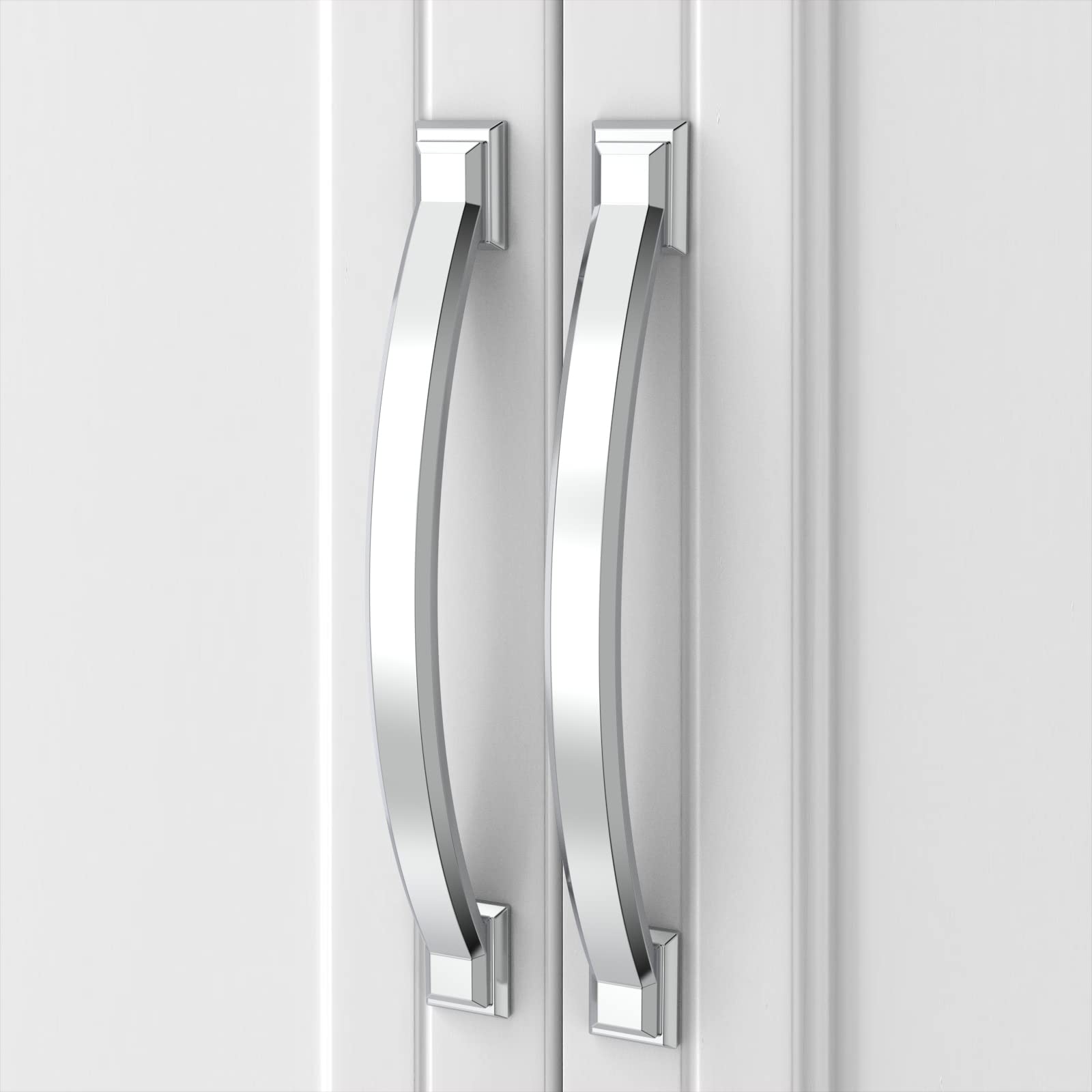 Asidrama 5 Pack 5 Inch (128mm) Polished Chrome Kitchen Cabinet Handles - Modern Drawer Pulls for Cupboard, Dresser & Cabinet Hardware - Perfect for Home Kitchen, Bathroom & Office Renovation