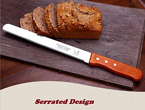 Grizzly® 12 Inch Stainless Steel Bread Knife - Professional Serrated Blade for Slicing Bread, Toast, Cake & Pastry - Ergonomic Wooden Handle - Perfect for Home Baking, Restaurants & Commercial Kitchens