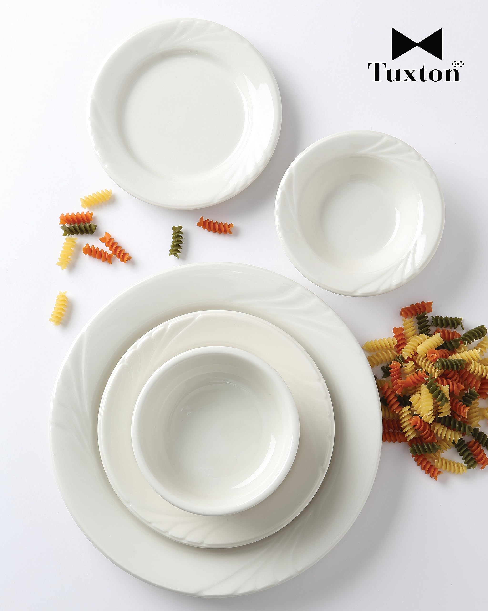Premium Tuxton China YPA-102 Porcelain White Dinner Plates - 10.25