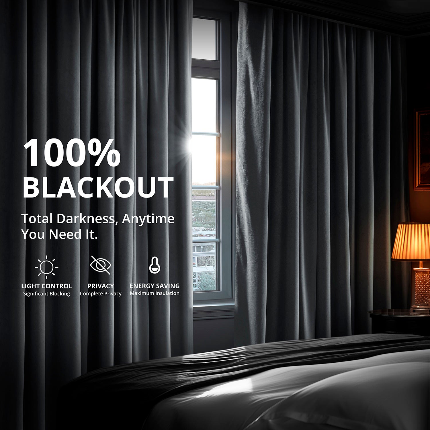 Blue Grey French Pleat Blackout Curtains for Bedroom & Living Room - Thermal Insulated Velvet Drapes for Noise Reduction & Light Blocking