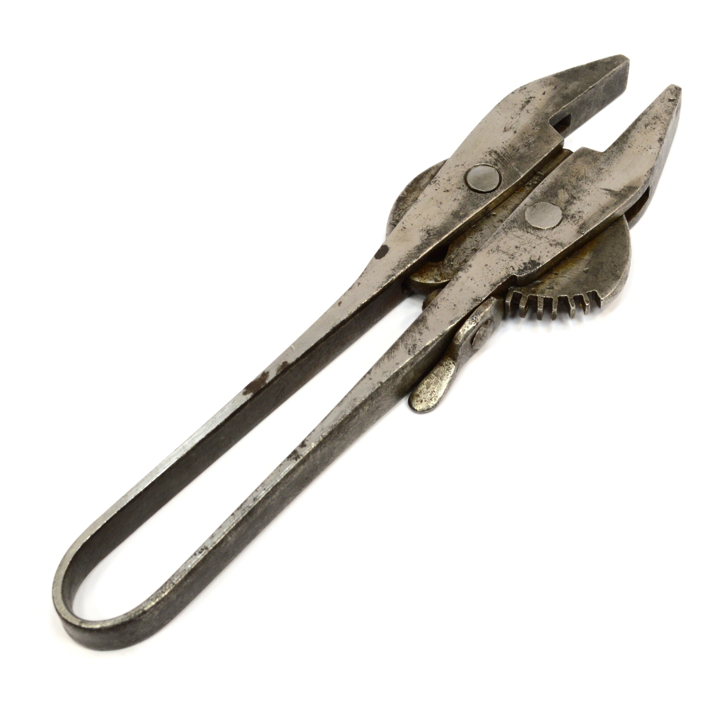 Vintage Adjustable Nut Wrench with Pivot Quick Adjust & Gear Wedge Lock - Rare Antique Tool for Collectors, DIY Projects, and Mechanical Repairs