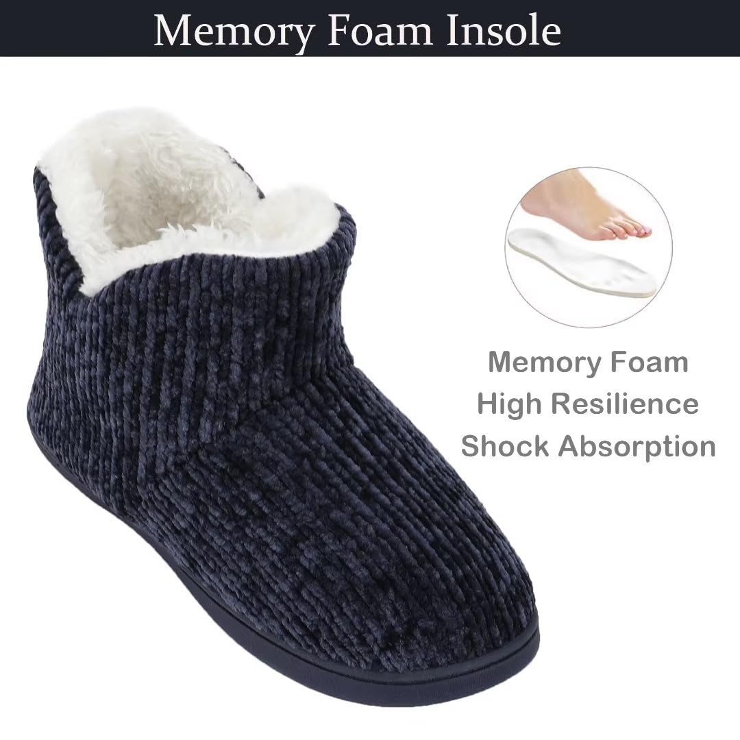 TUOBUQU Women's Cozy Plush Bootie Slippers - Warm Fuzzy Indoor/Outdoor Winter House Shoes for Women - Perfect for Home, Office & Winter Comfort