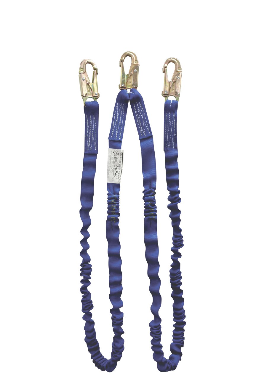 NoPac Shock-Absorbing Polyester Safety Lanyard with Zinc Snap Hooks, 6 Feet Length x 1.25 Inch Width, Dual Leg Design - Ideal for Construction, Roofing & Fall Protection Work