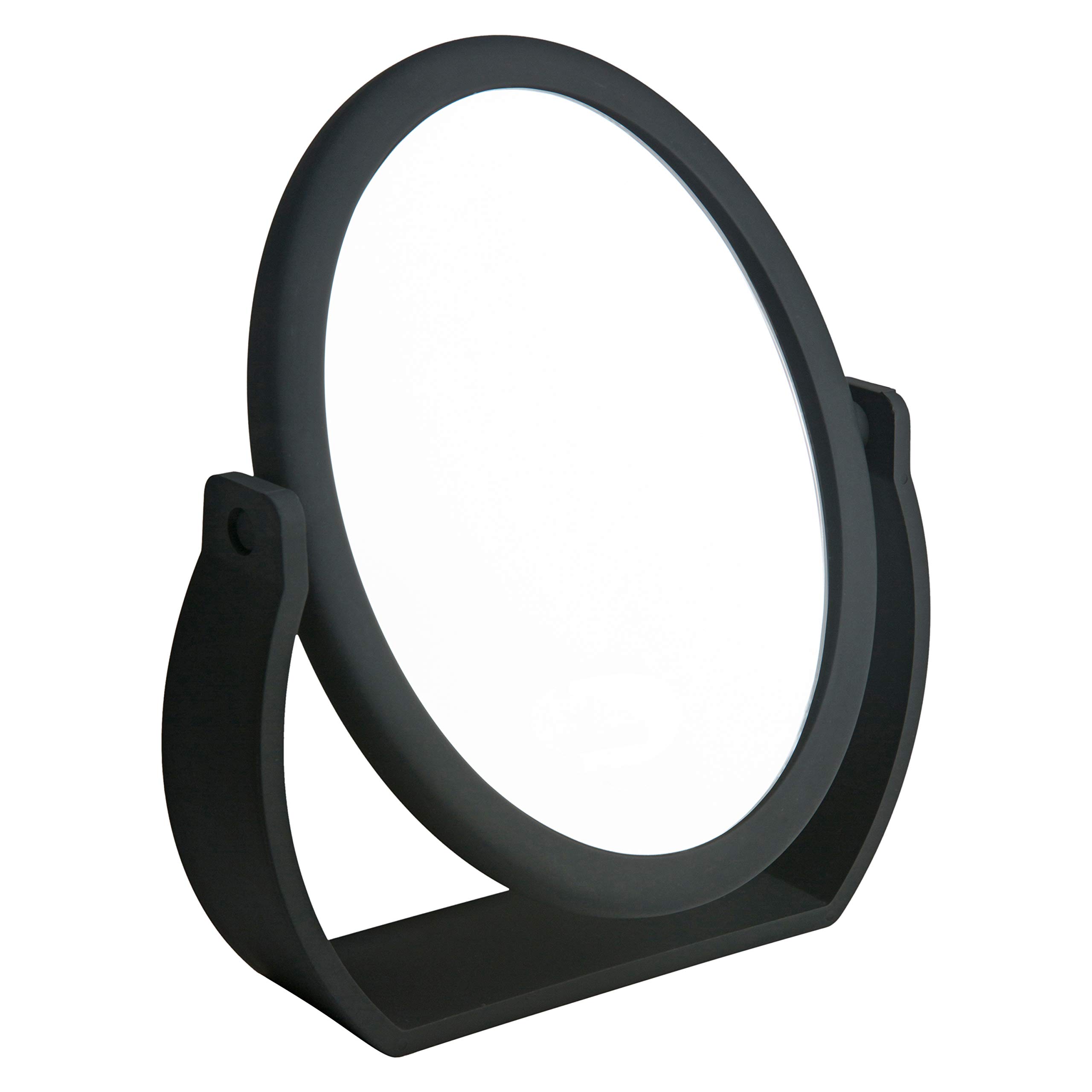 Premium Double-Sided Swivel Vanity Mirror with Regular & 10X Magnification - Freestanding Makeup & Shaving Mirror for Bathroom & Dressing Table - Rubberized Base, Black Finish - Perfect for Grooming, Cosmetics Application & Home Decor